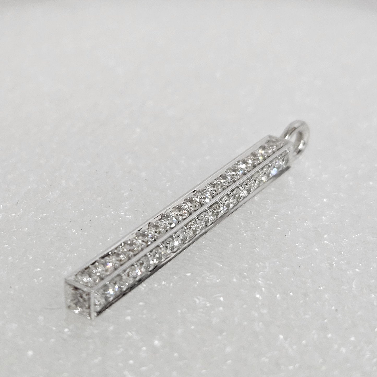 Five Sides Full  Natural Diamond Bar Pendent / 14K,18K gold Simple Classic Men's Women's Natural Diamond Bar Pendent / Anniversary Gift