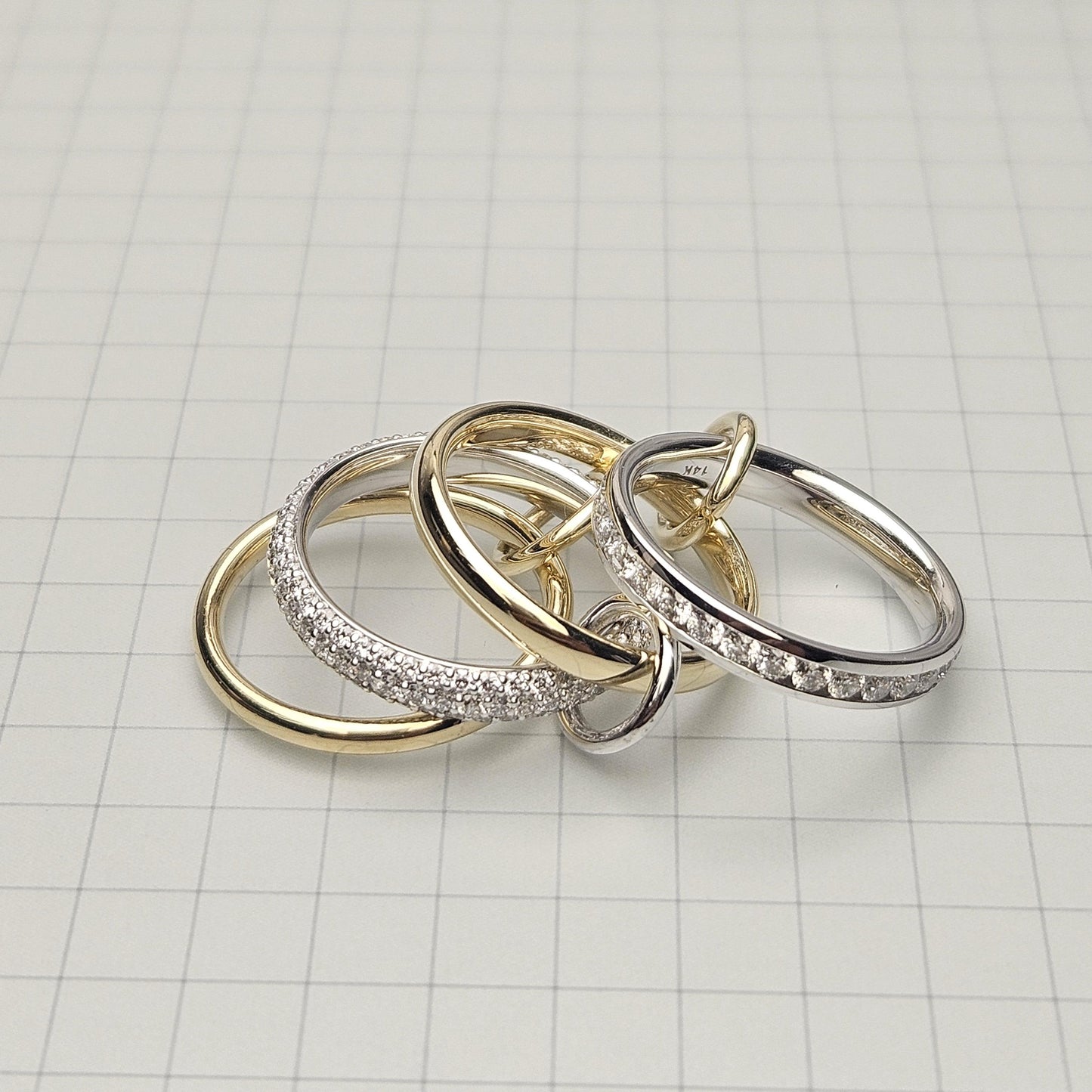 14K Gold Natural Diamond Eternity Band: Handmade Stacking Ring- Anniversary Gift
