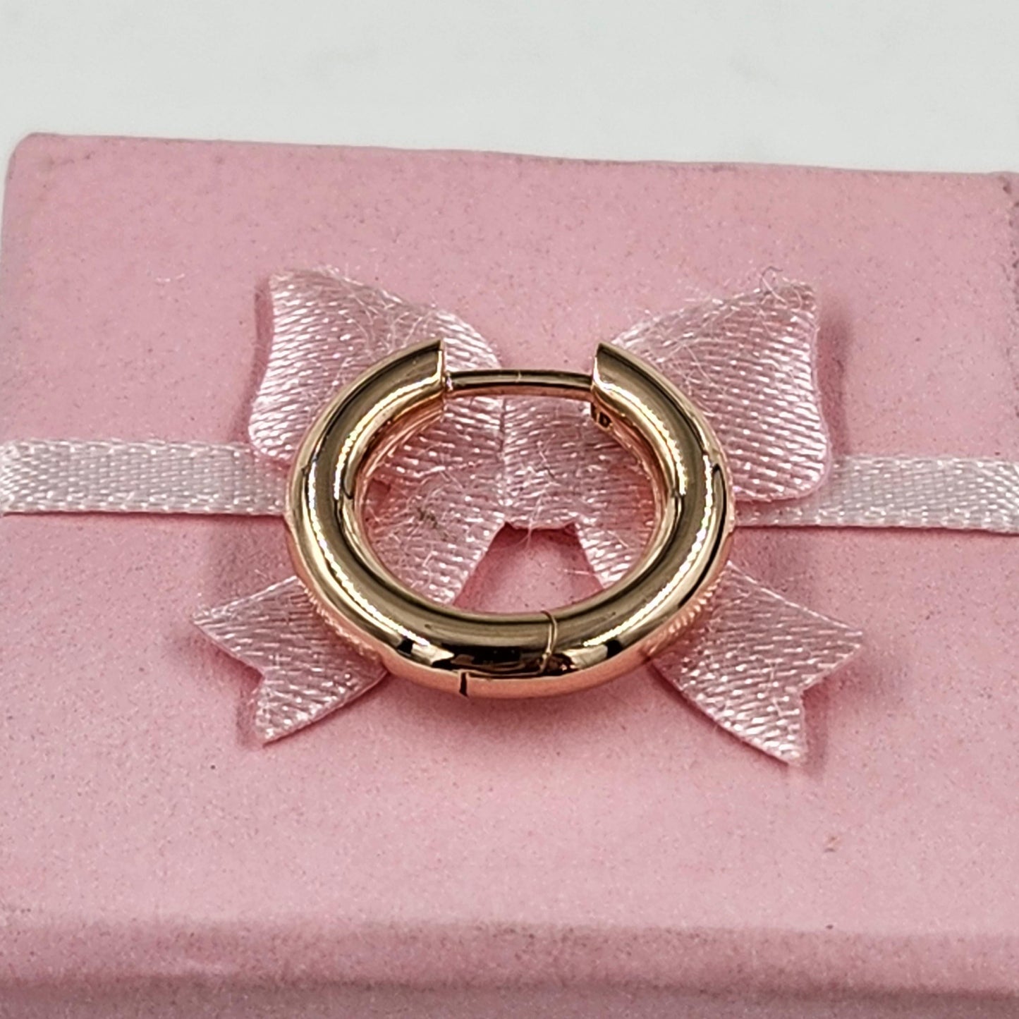 14K Gold Hoop Earrings, Solid Round Huggies, Handmade Anniversary Gift