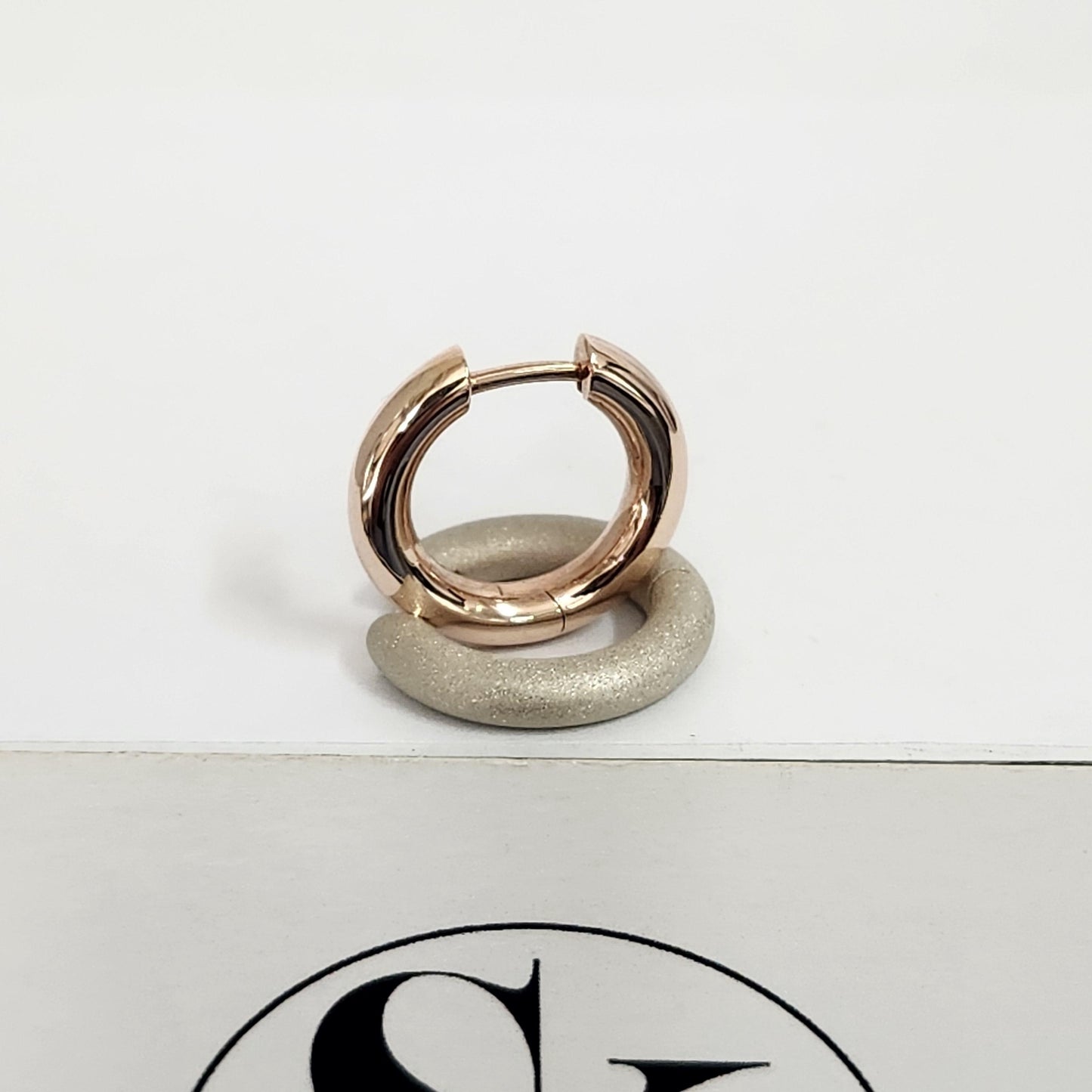 14K Gold Hoop Earrings, Solid Round Huggies, Handmade Anniversary Gift