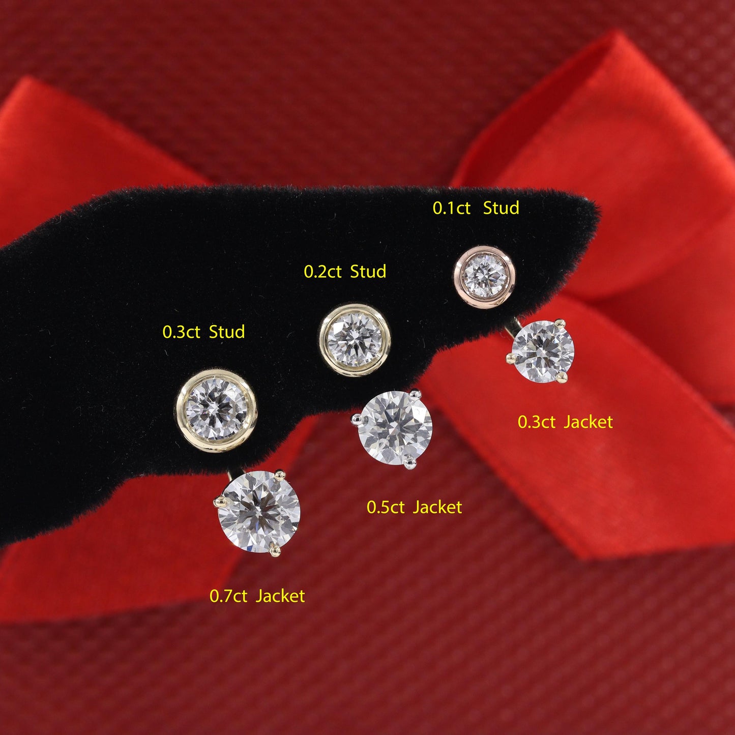 14K gold Diamond Jacket Earrings / Three Prong Set Diamond Earrings / Jacket earring only  / Anniversary gift