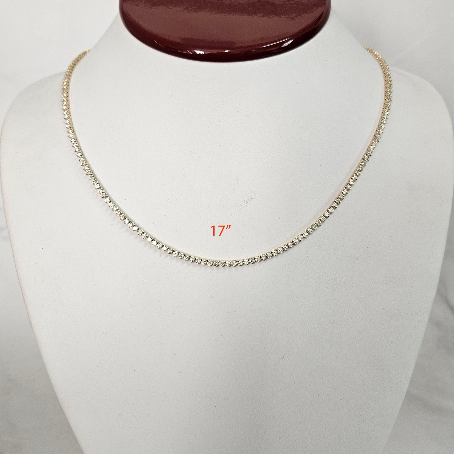 5ct Natural Diamond 3 Prong Tennis Necklace /14K gold Natural Round Diamond Tennis Necklace/Anniversary Gift
