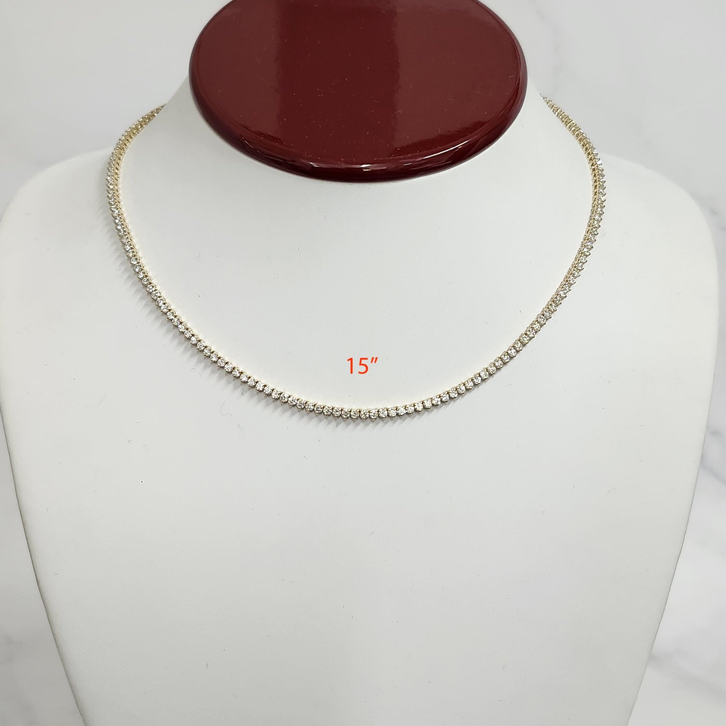 5ct Natural Diamond 3 Prong Tennis Necklace /14K gold Natural Round Diamond Tennis Necklace/Anniversary Gift