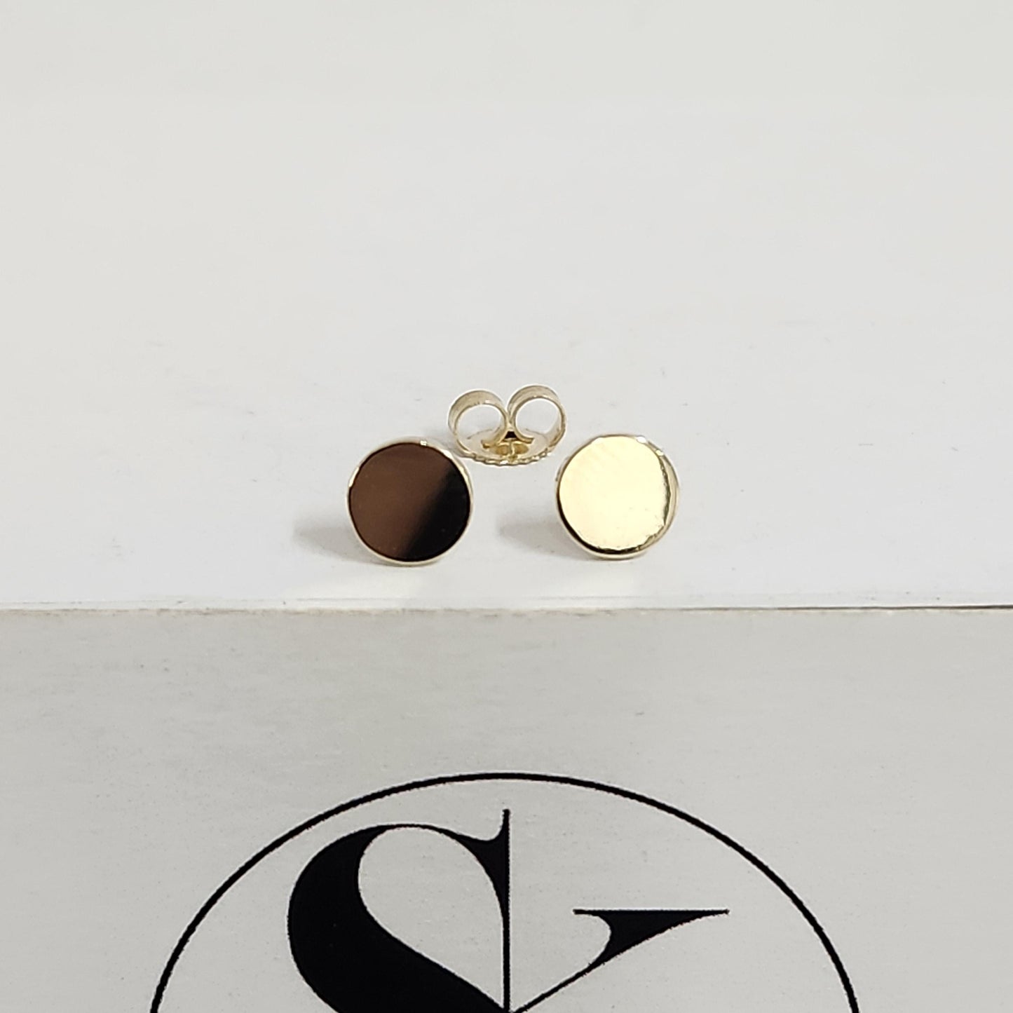 14K Gold Flat Circle Stud Earrings: Handmade Dot Jewelry