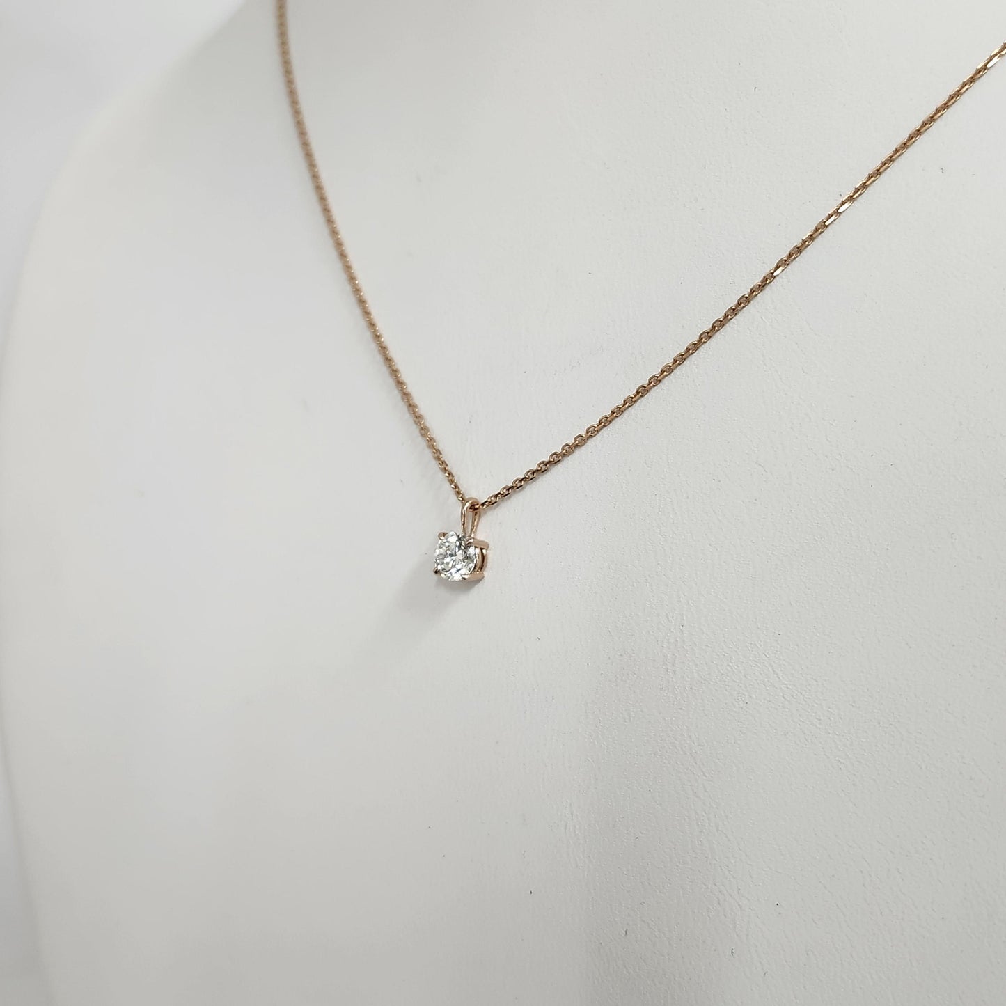 14K gold Round Diamond Solitaire Pendant - 0.5ct Solitaire Diamond Pendant - Anniversary Gift