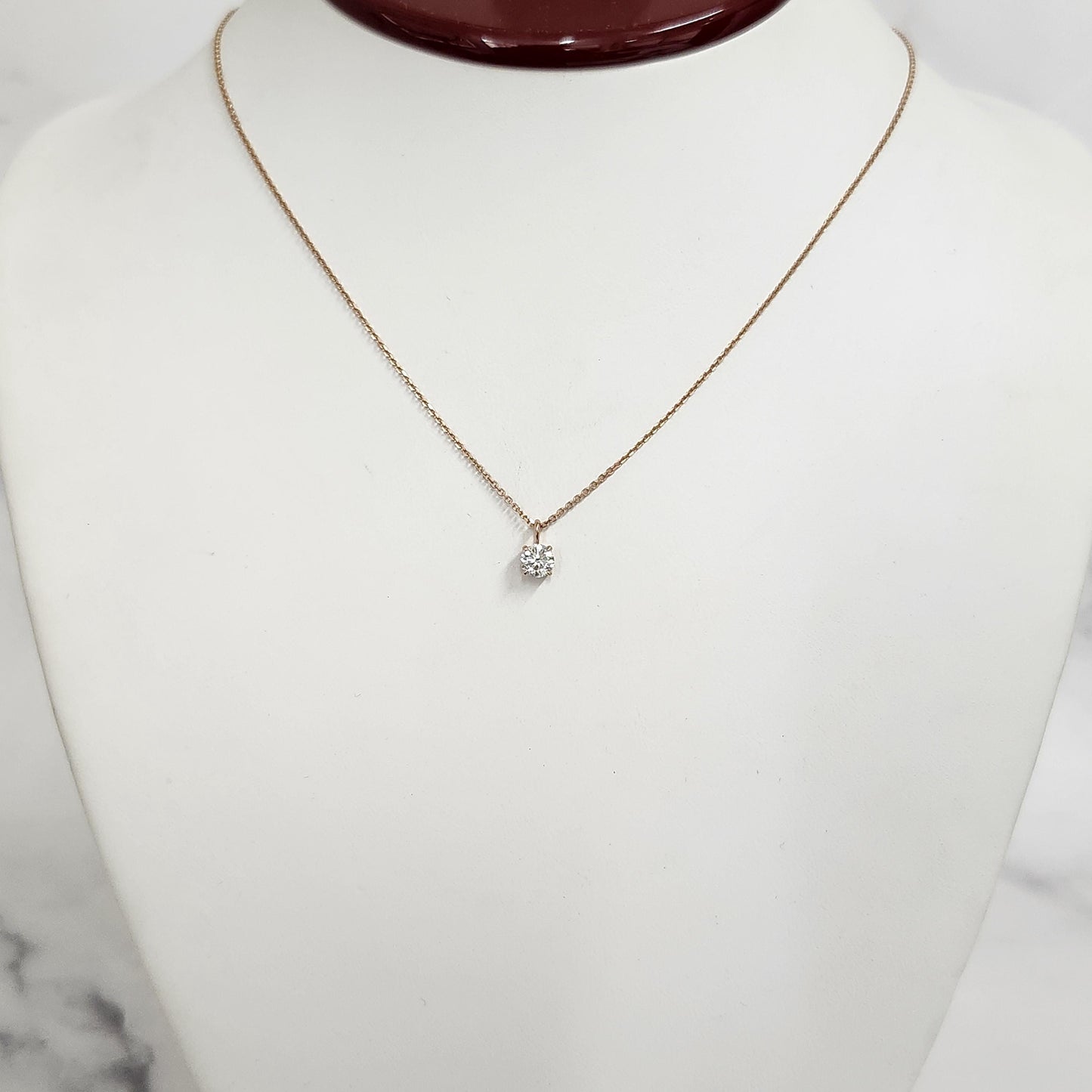 14K gold Round Diamond Solitaire Pendant - 0.5ct Solitaire Diamond Pendant - Anniversary Gift