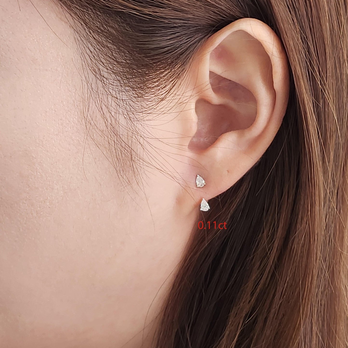 14K Gold Pear Natural Diamond Earring Jackets: Handmade Prong Setting Jacket earring only - Anniversary gift