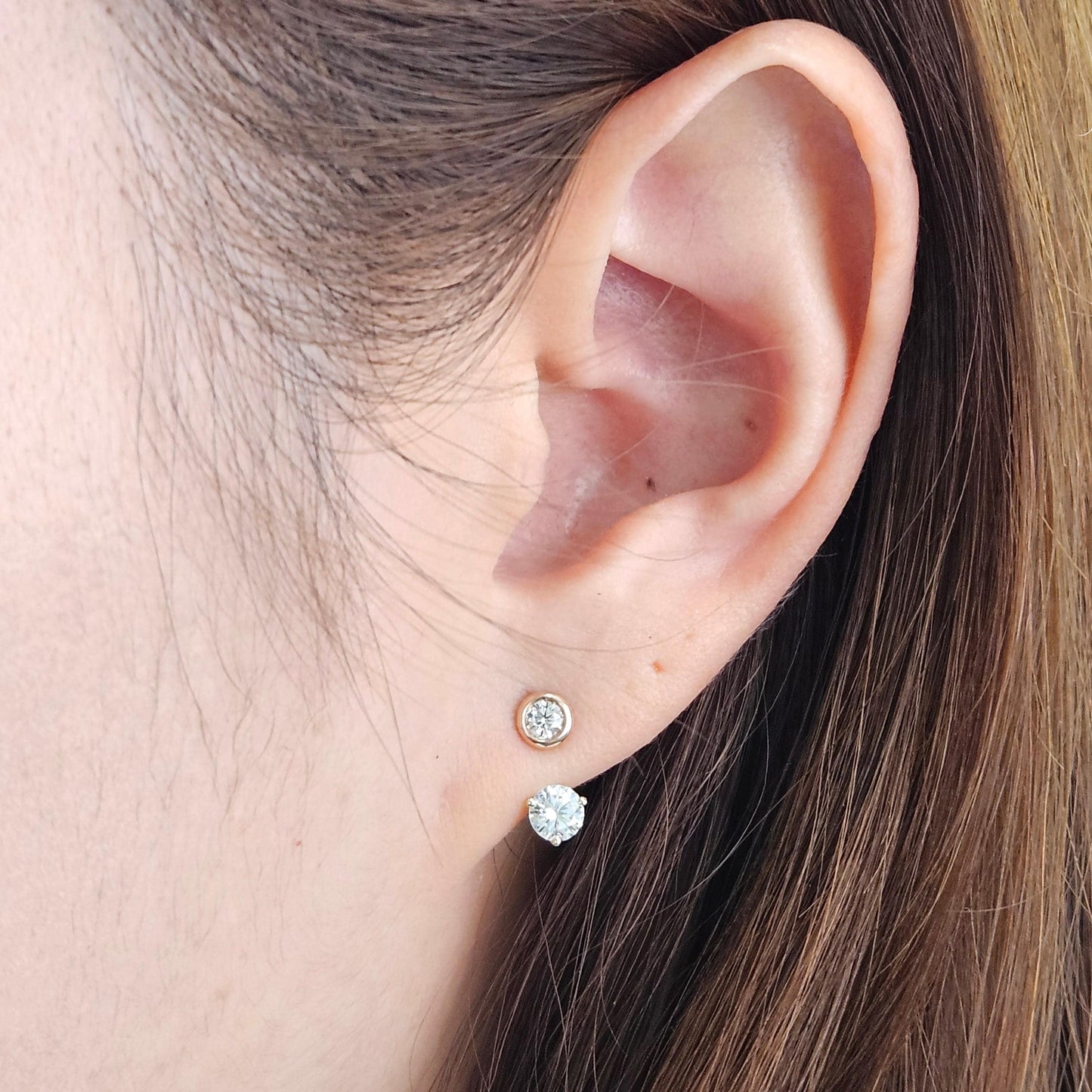 14K Gold Natural Diamond Earring Jacket: Prong Set, Handmade Jacket earring only / Anniversary gift