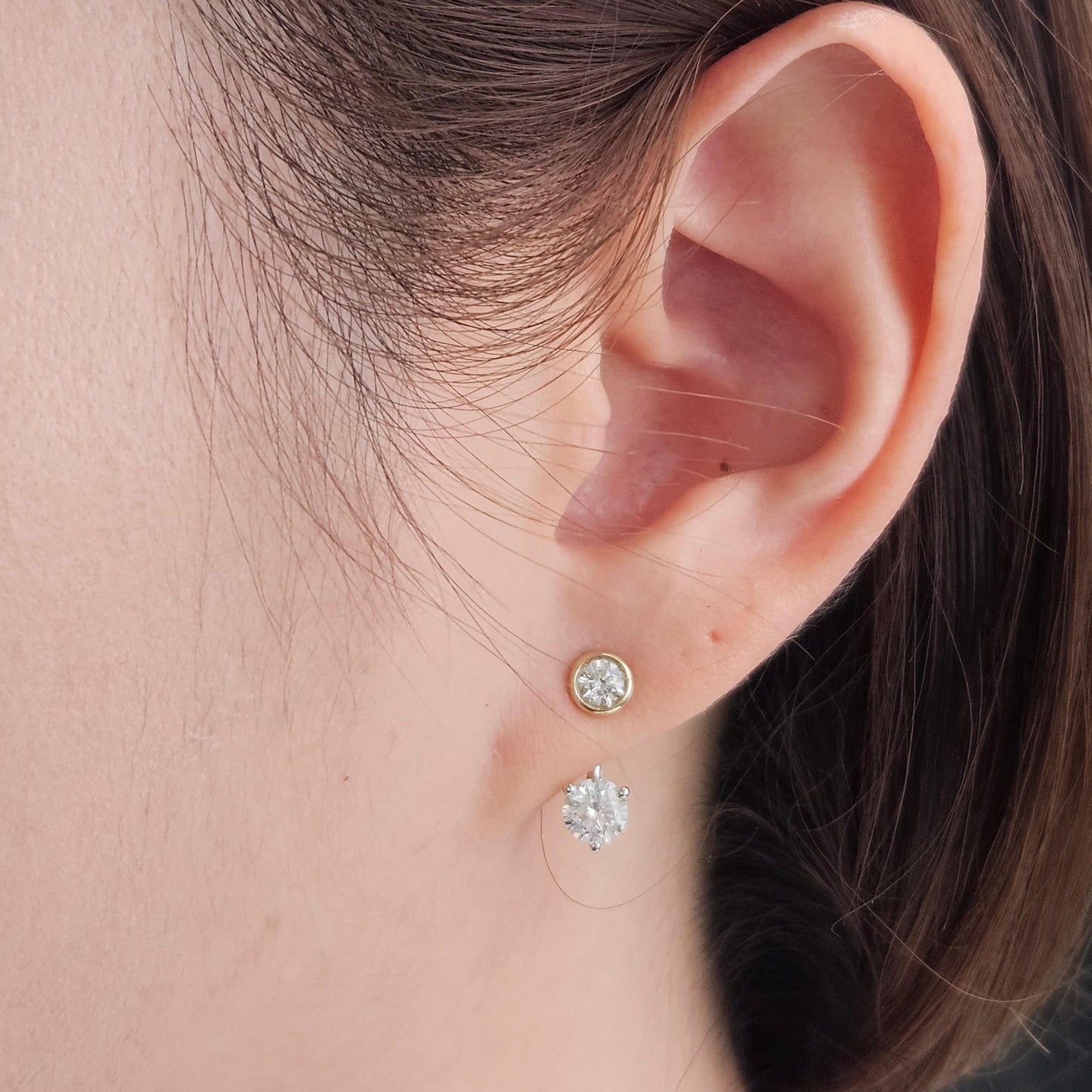 14K Gold Natural Diamond Earring Jacket: Prong Set, Handmade Jacket earring only / Anniversary gift