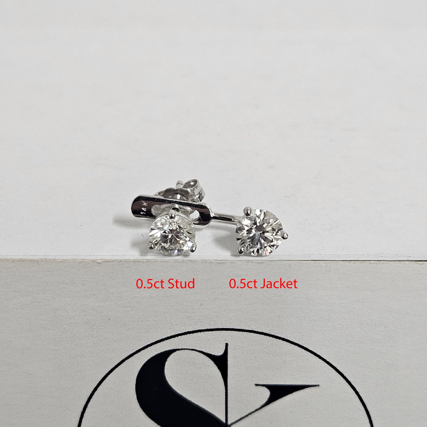 14K Gold Natural Diamond Earring Jacket: Prong Set, Handmade Jacket earring only / Anniversary gift