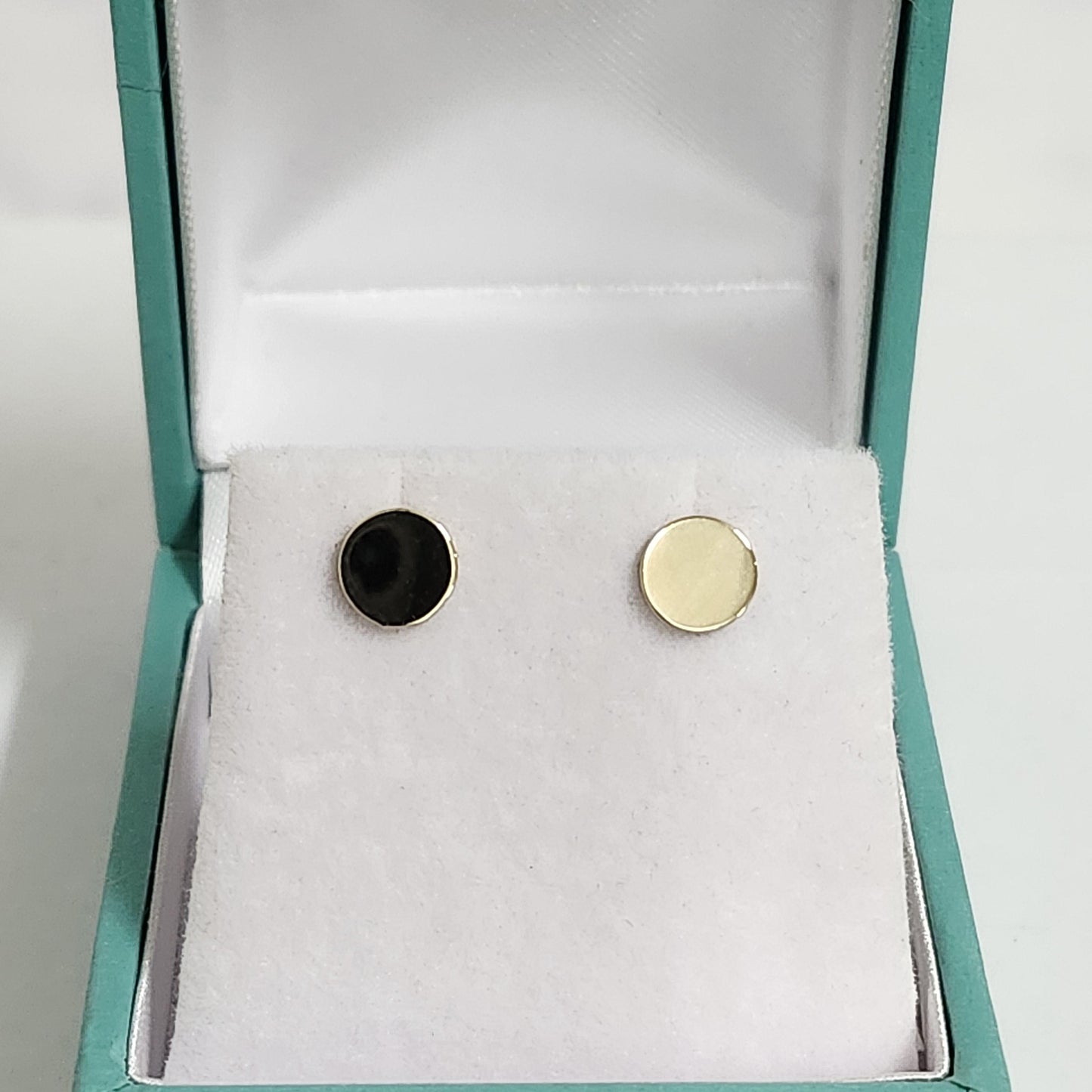 14K Gold Flat Circle Stud Earrings: Handmade Dot Jewelry