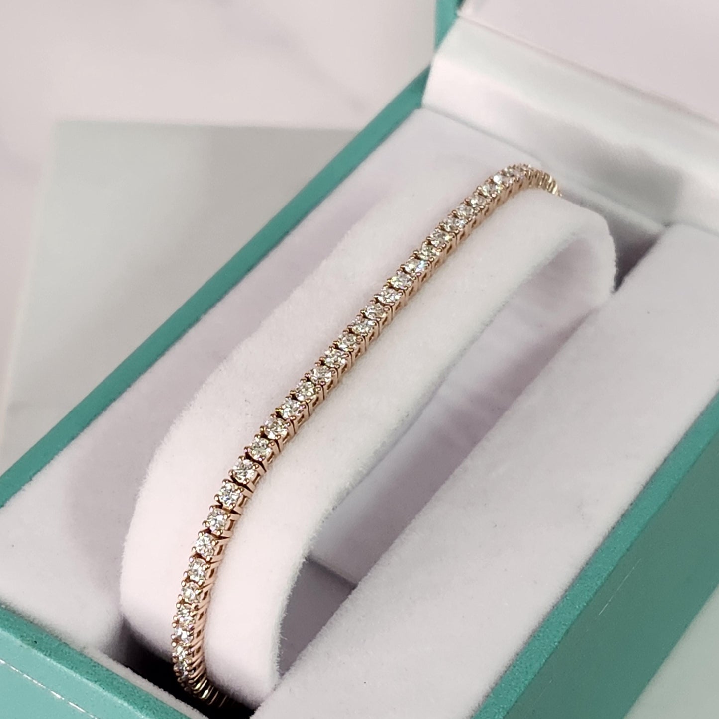14K Gold Natural Diamond Tennis Bracelet, Dainty Bracelet, Anniversary Gift for Her
