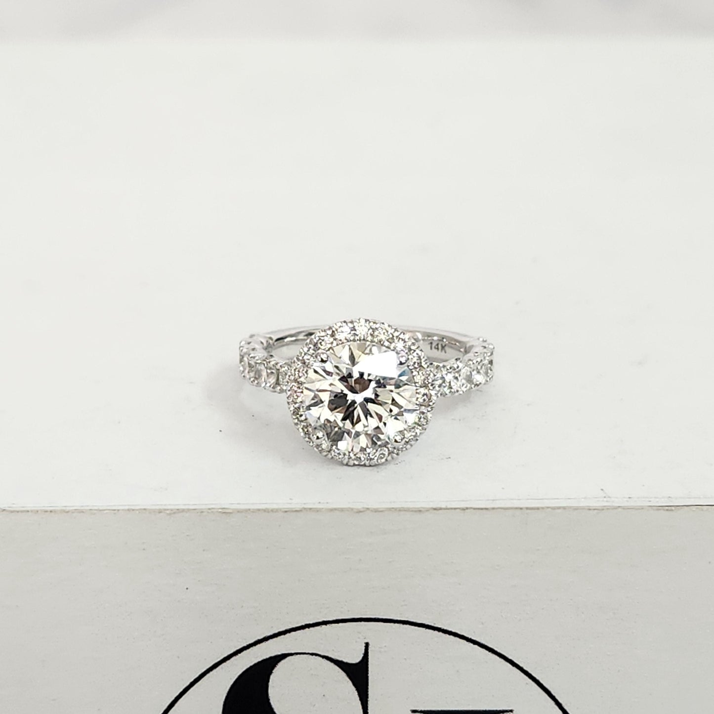 2ct Diamond Halo Engagement Ring: 14K Gold Halo Diamond Ring- Anniversary Ring