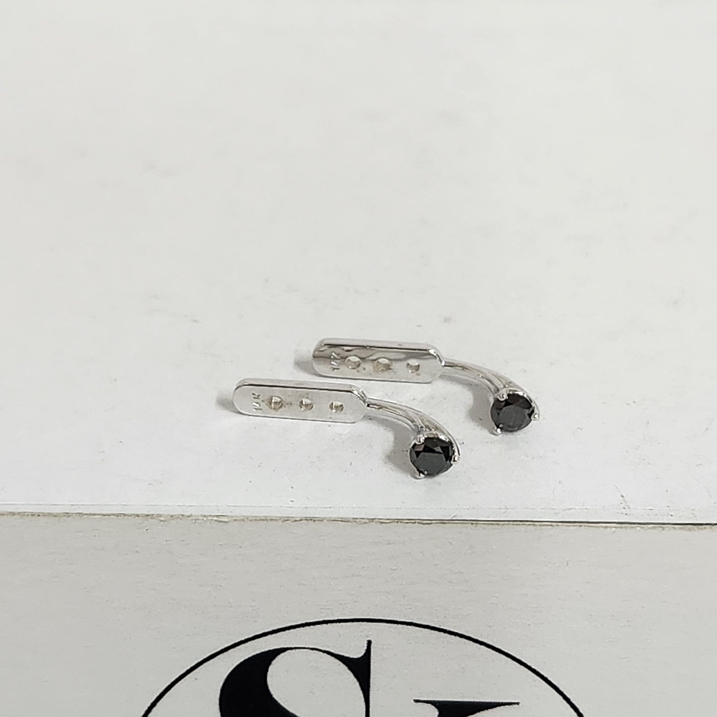 14K Gold Black Diamond Earring Jacket: Three Prong Set