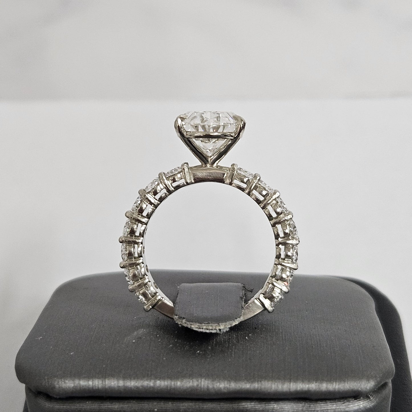 Oval Diamond Engagement Ring: 18K Gold Hidden Halo Total 6.8ct Diamond 4 Prong Ring - Anniversary gift