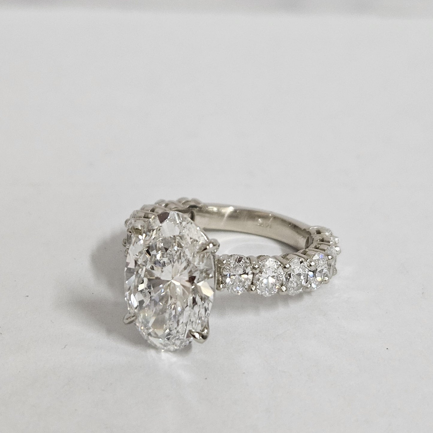 Oval Diamond Engagement Ring: 18K Gold Hidden Halo Total 6.8ct Diamond 4 Prong Ring - Anniversary gift