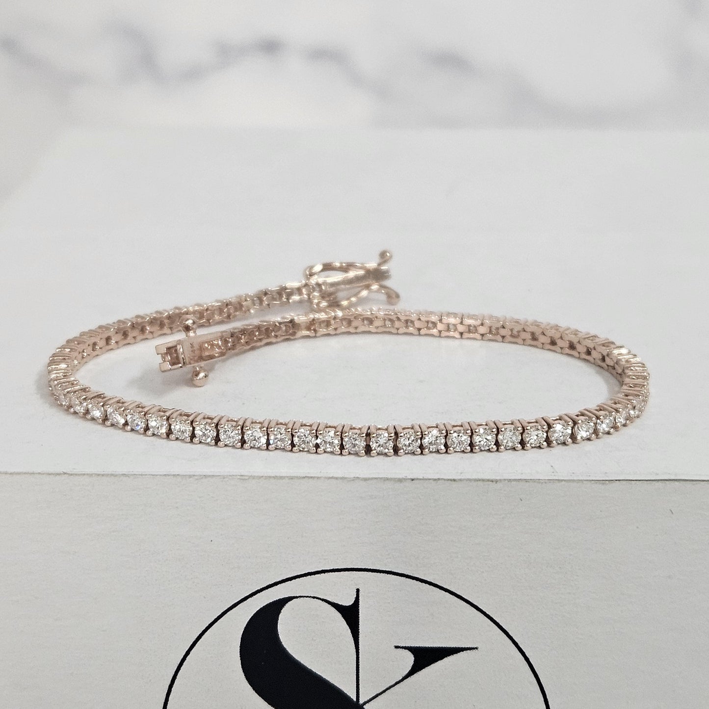 14K Gold Natural Diamond Tennis Bracelet, Dainty Bracelet, Anniversary Gift for Her