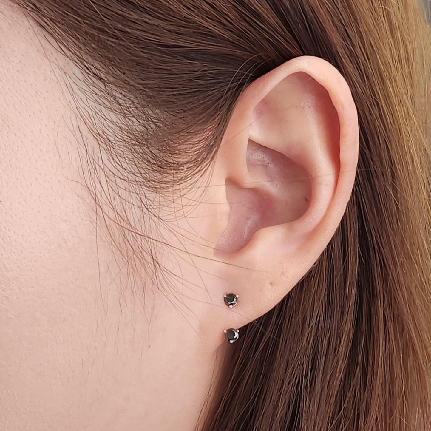 14K Gold Black Diamond Earring Jacket: Three Prong Set