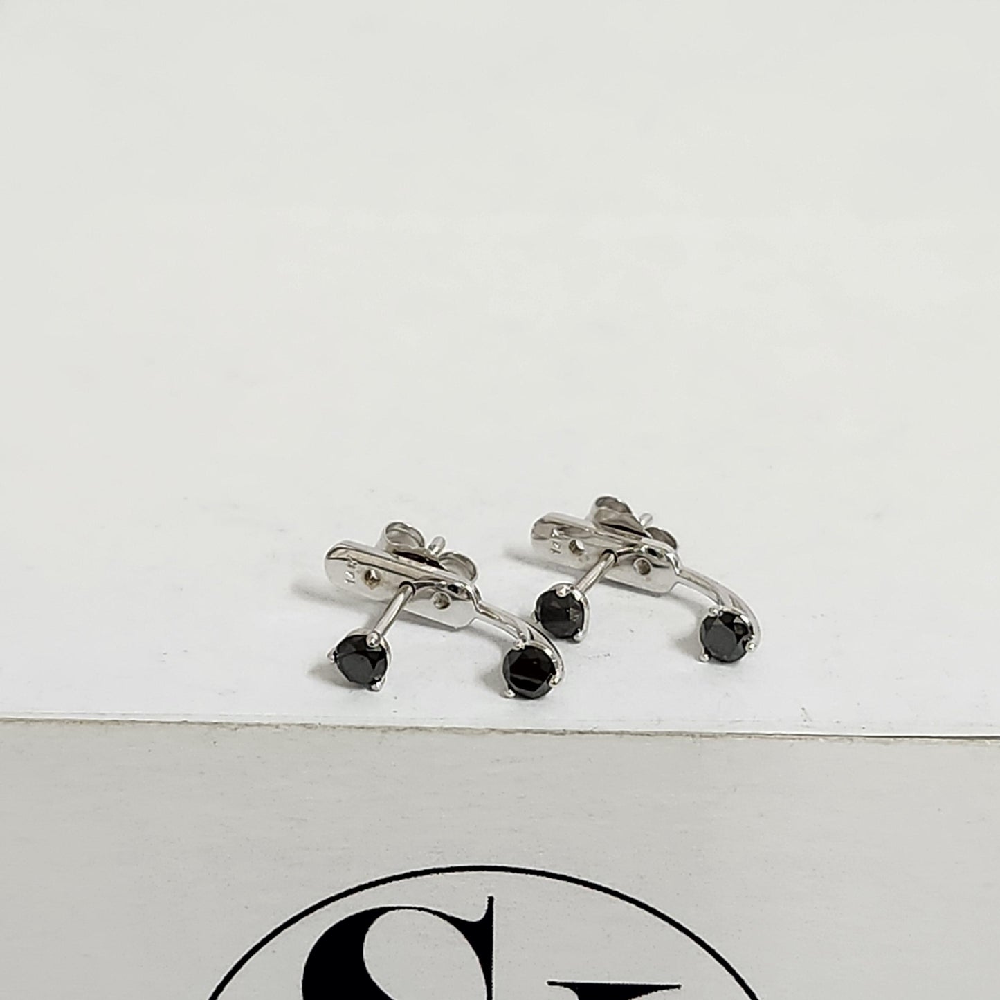 14K Gold Black Diamond Earring Jacket: Three Prong Set