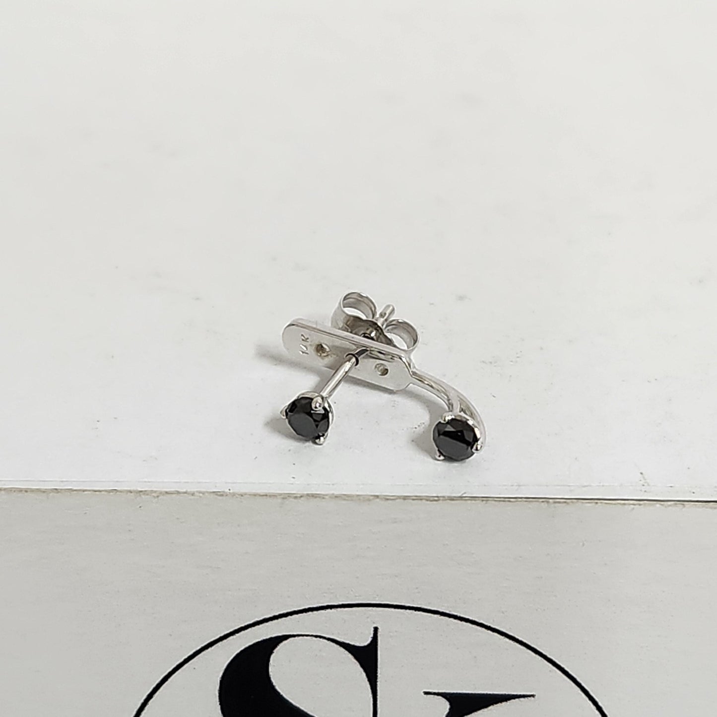 14K Gold Black Diamond Earring Jacket: Three Prong Set