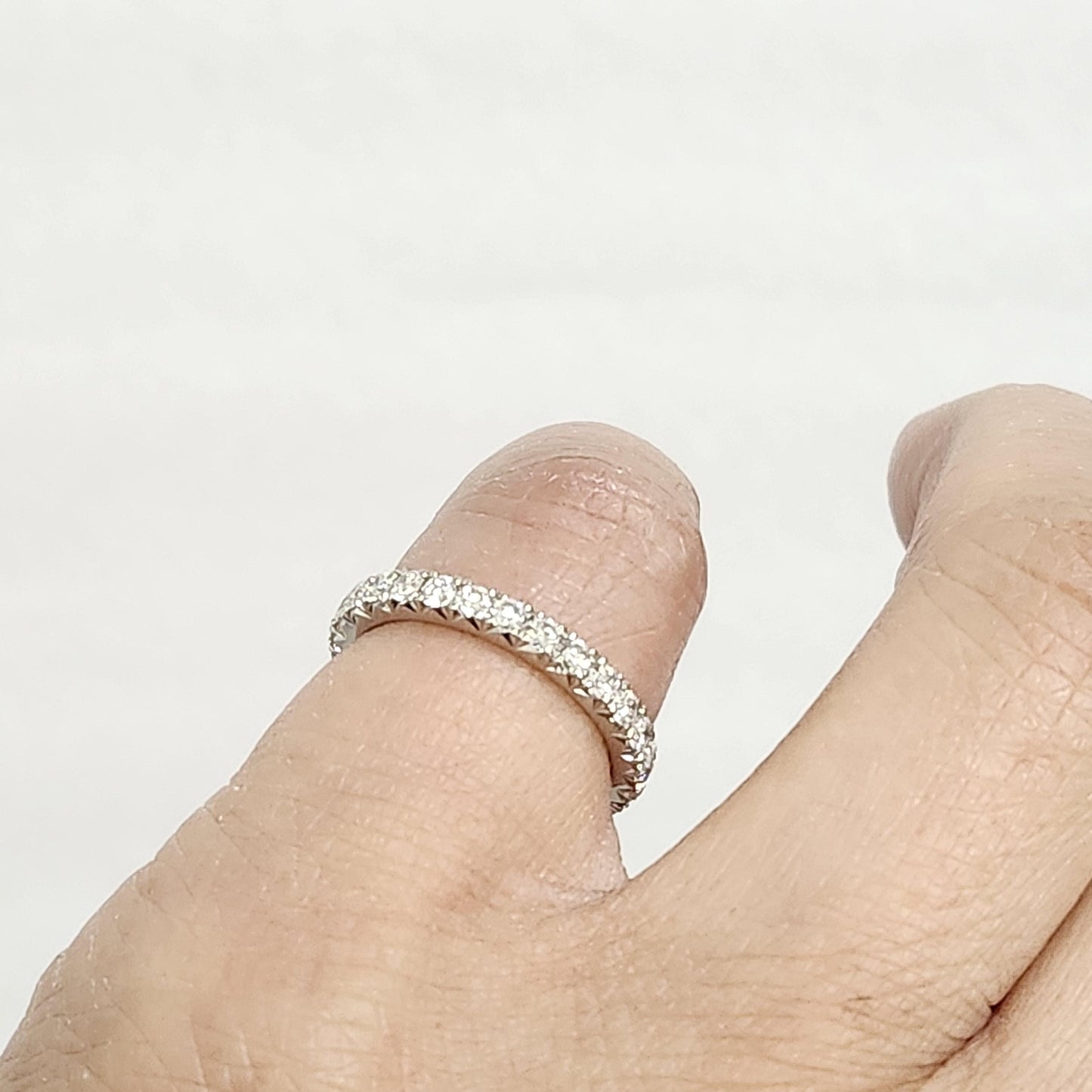 14K Gold Full Eternity Diamond Wedding Band - French Pave 2.5mm Width Diamond Ring - Anniversary gift