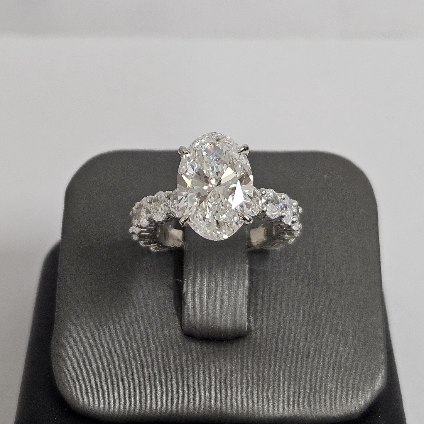 Oval Diamond Engagement Ring: 18K Gold Hidden Halo Total 6.8ct Diamond 4 Prong Ring - Anniversary gift