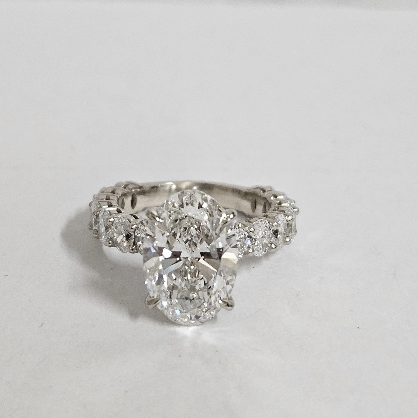 Oval Diamond Engagement Ring: 18K Gold Hidden Halo Total 6.8ct Diamond 4 Prong Ring - Anniversary gift