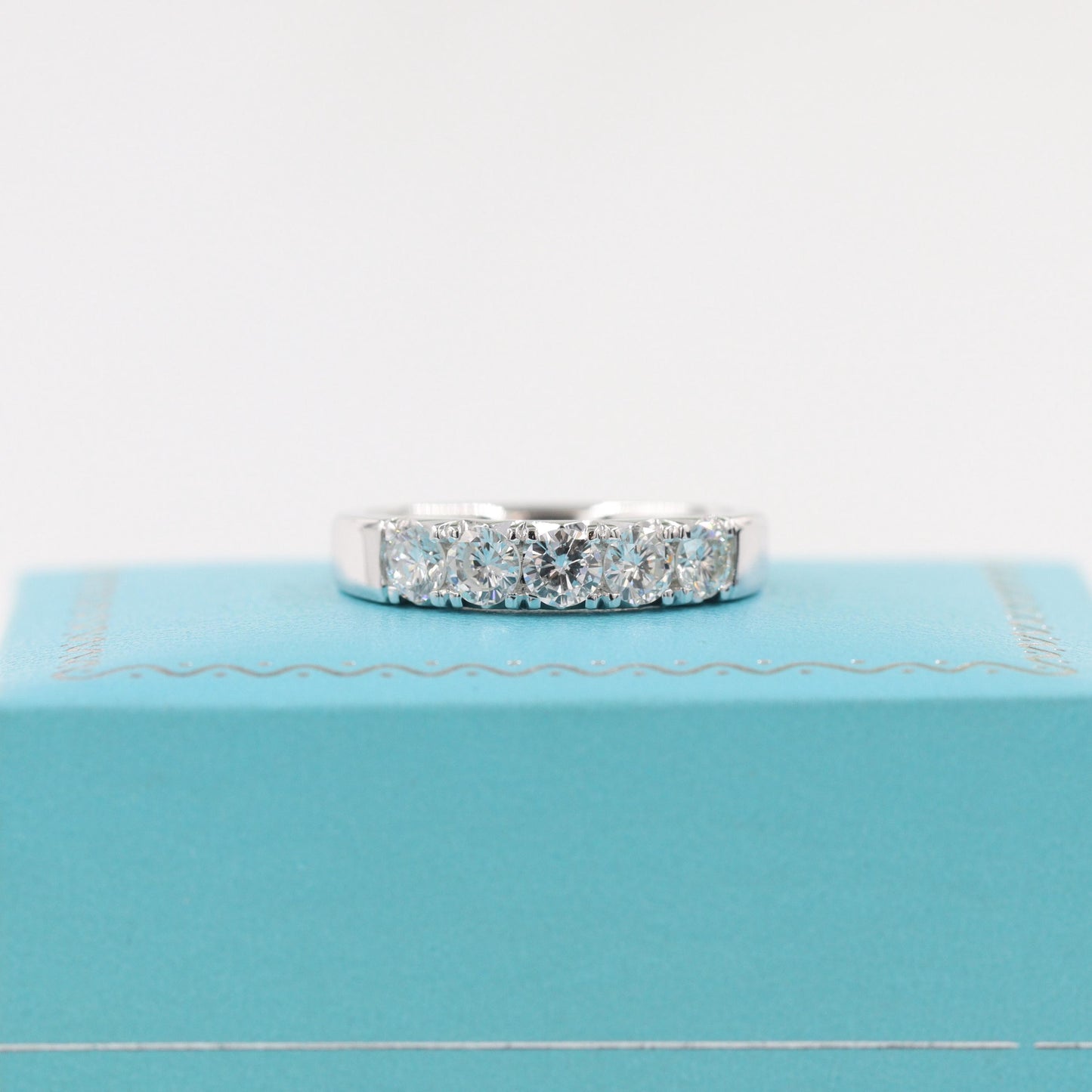 French Pave 1ct Natural Diamond Wedding Band: Handmade 14K Gold Anniversary Ring