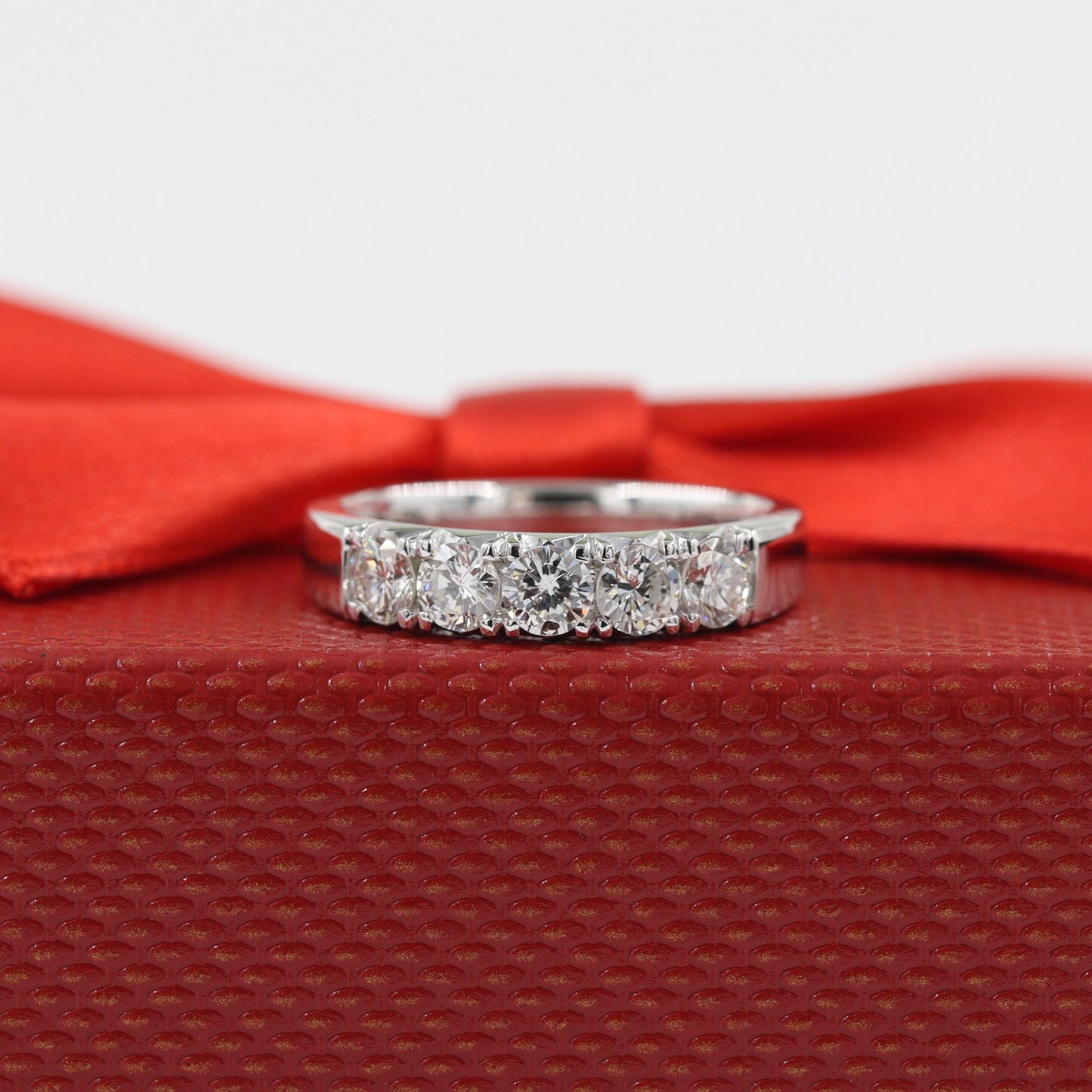 French Pave 1ct Natural Diamond Wedding Band: Handmade 14K Gold Anniversary Ring
