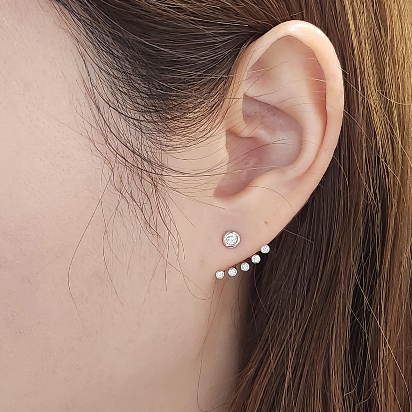 14K Gold Natural Diamond Earring Jackets: Natural White Diamond Bezel Set Jacket earring only / Anniversary gift