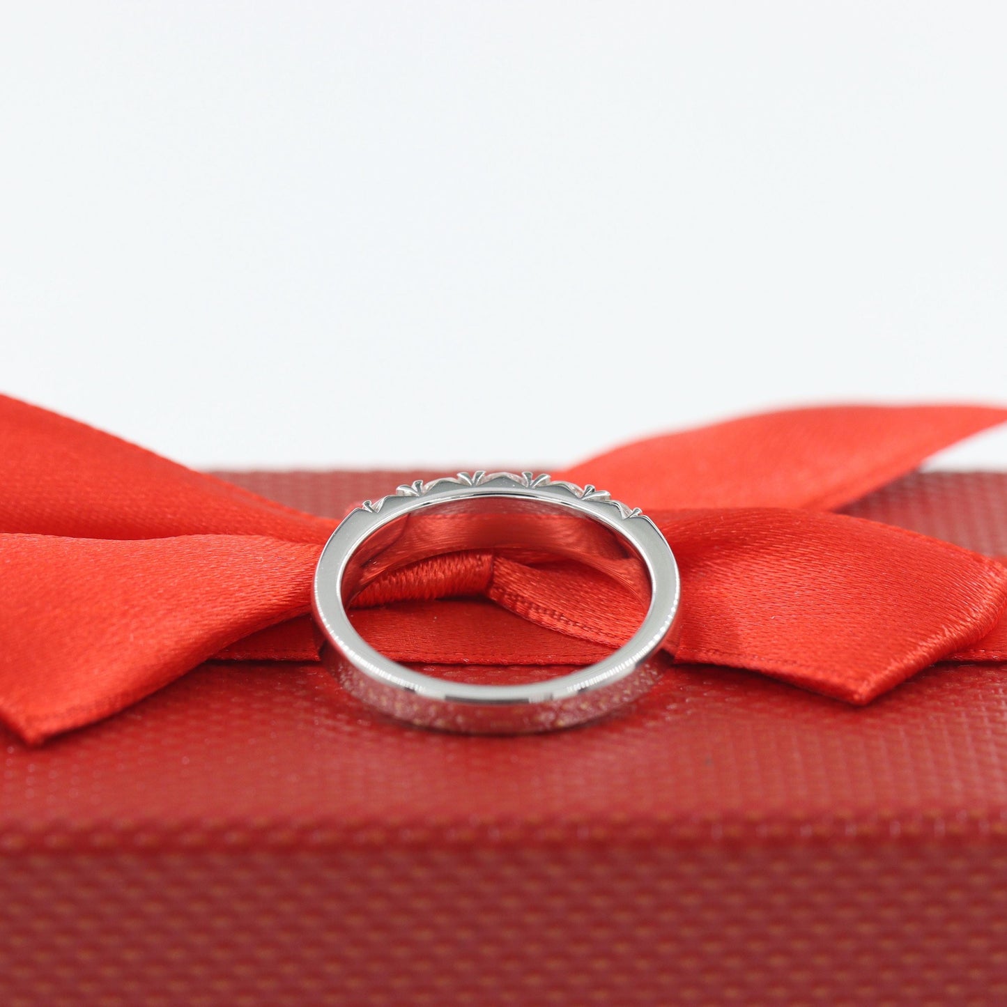 French Pave 1ct Natural Diamond Wedding Band: Handmade 14K Gold Anniversary Ring
