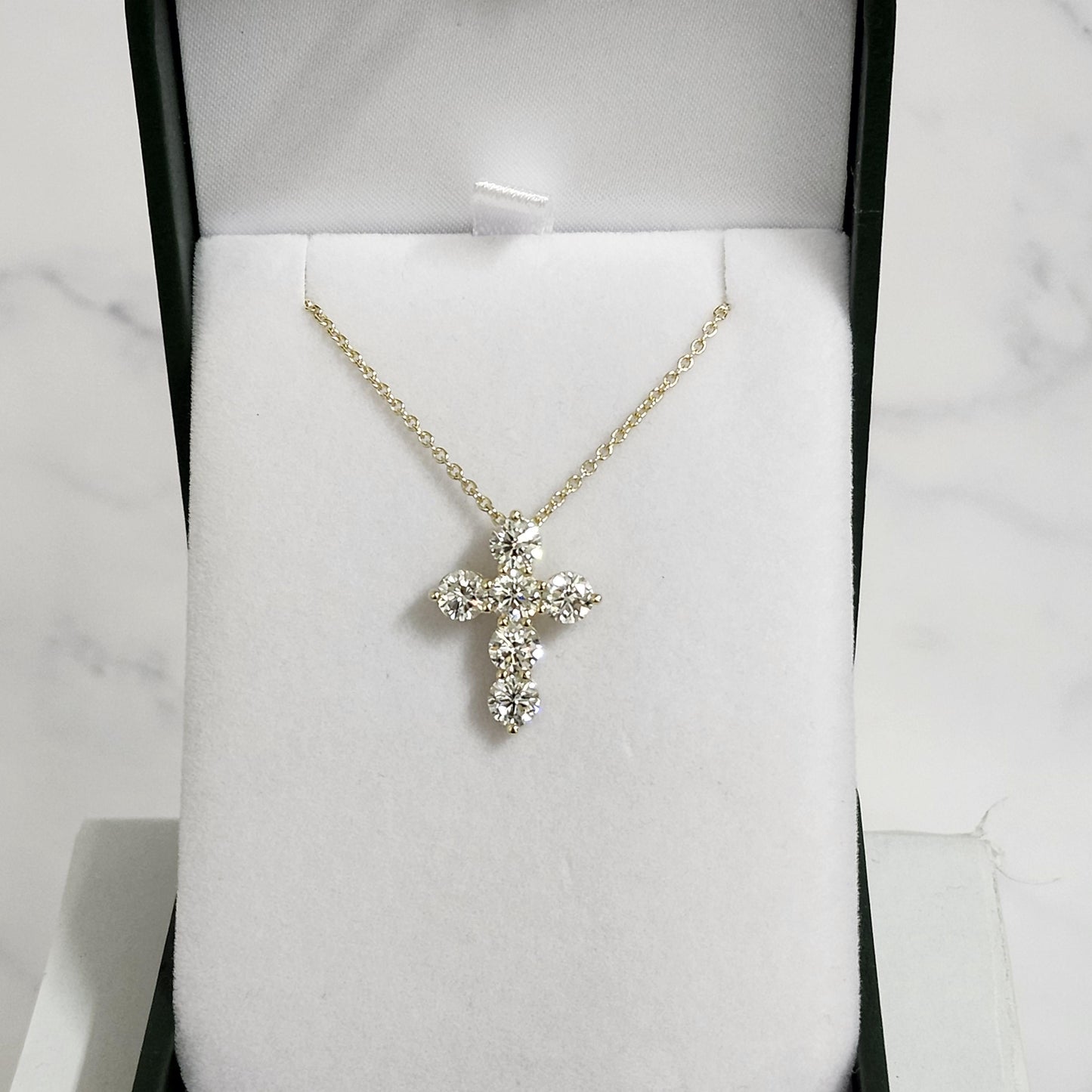 2.7ct Round Diamond Cross Necklace /Luxury Cross Diamond Pendant /14K Gold Cross Necklace /Anniversary Gift