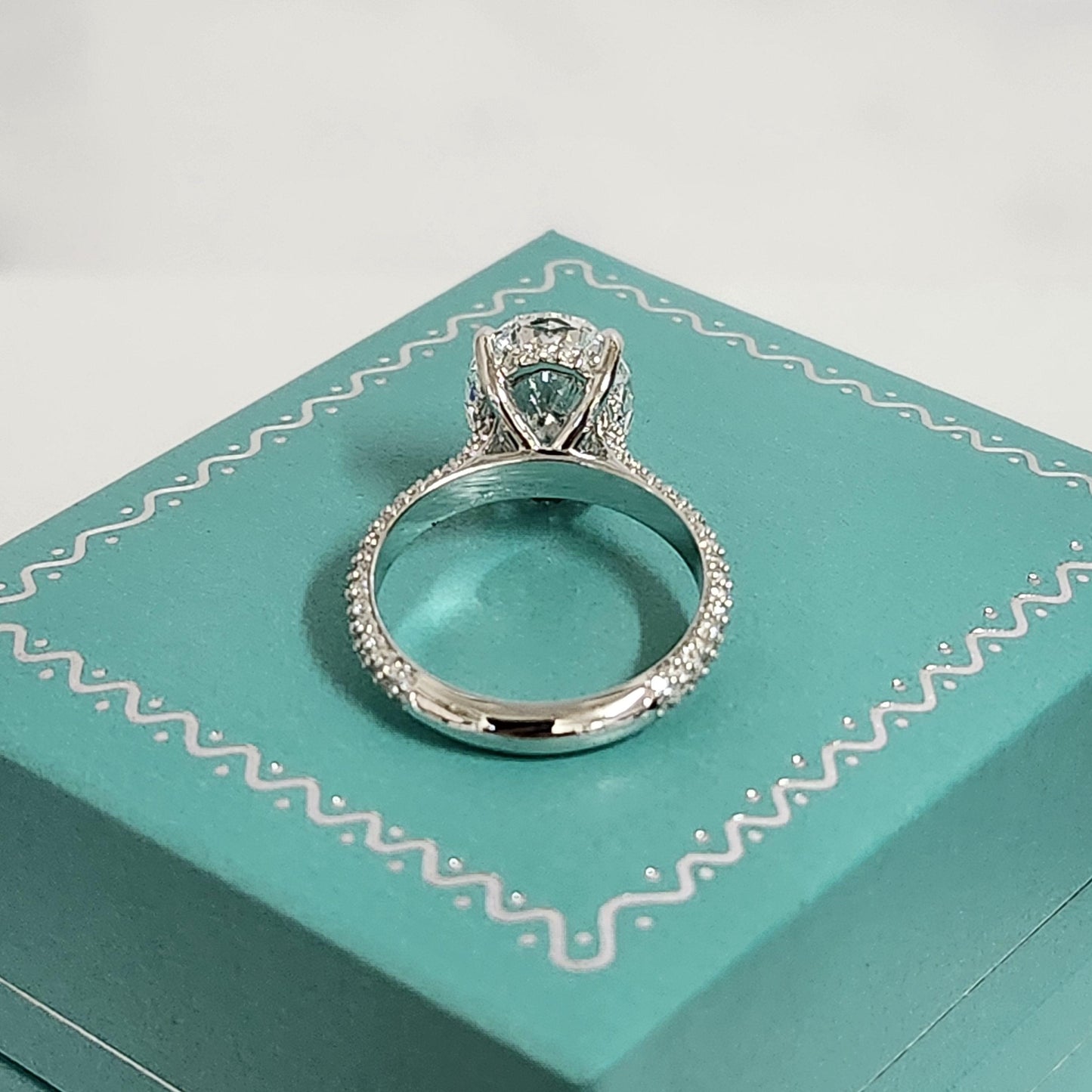 3ct Oval Diamond Engagement Ring: 14K Gold Pave Diamond Anniversary Ring
