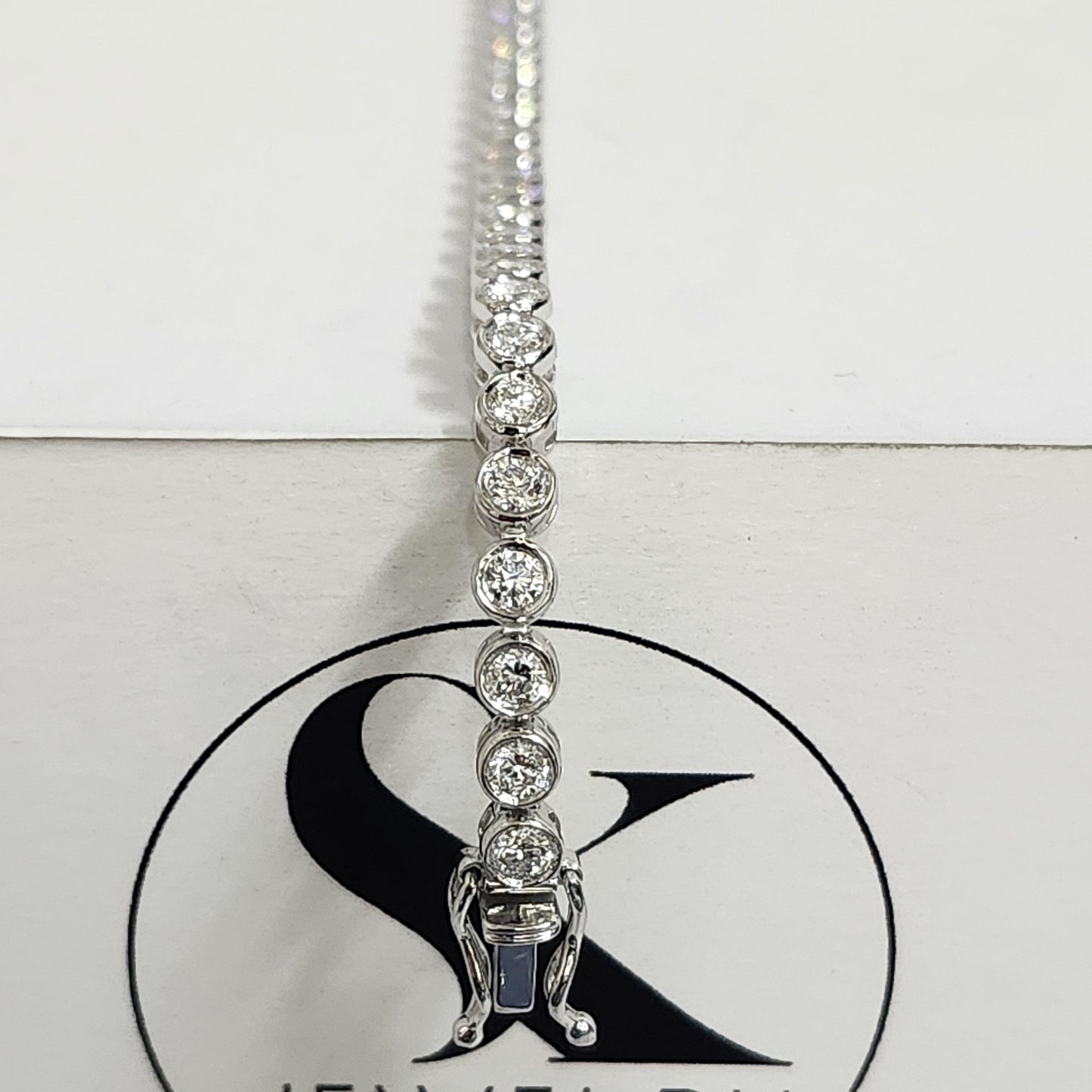 3ct Round Diamond Bezel Tennis Bracelet, 14K Gold Diamond  Bracelet - Anniversary Gift