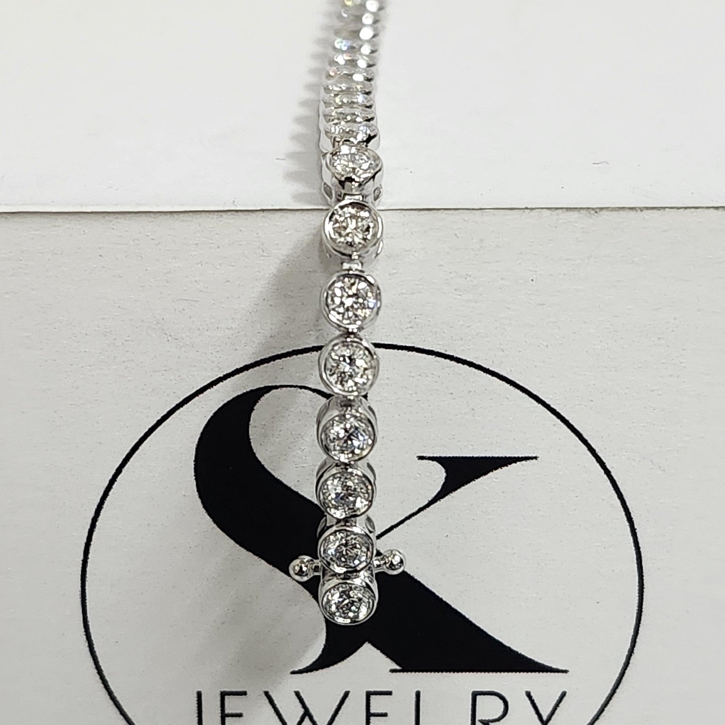 3ct Round Diamond Bezel Tennis Bracelet, 14K Gold Diamond  Bracelet - Anniversary Gift