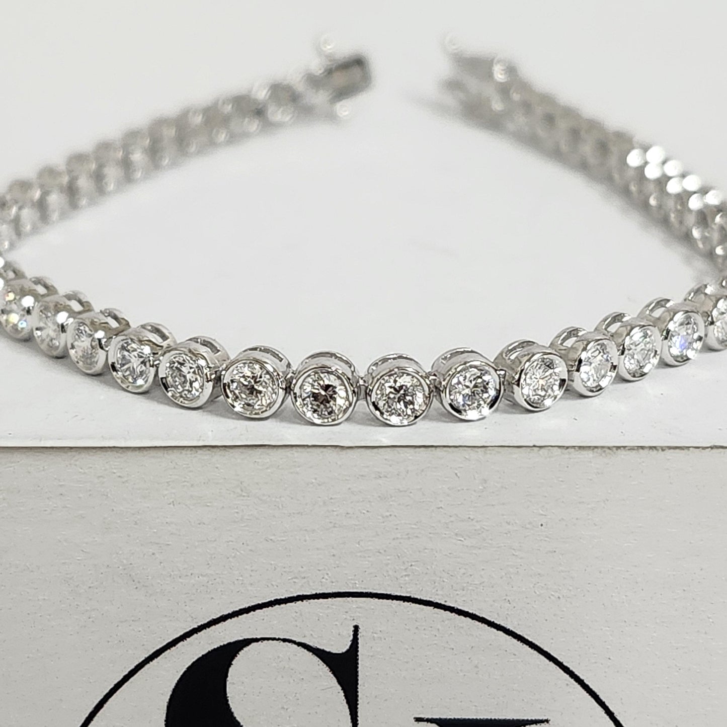 3ct Round Diamond Bezel Tennis Bracelet, 14K Gold Diamond  Bracelet - Anniversary Gift