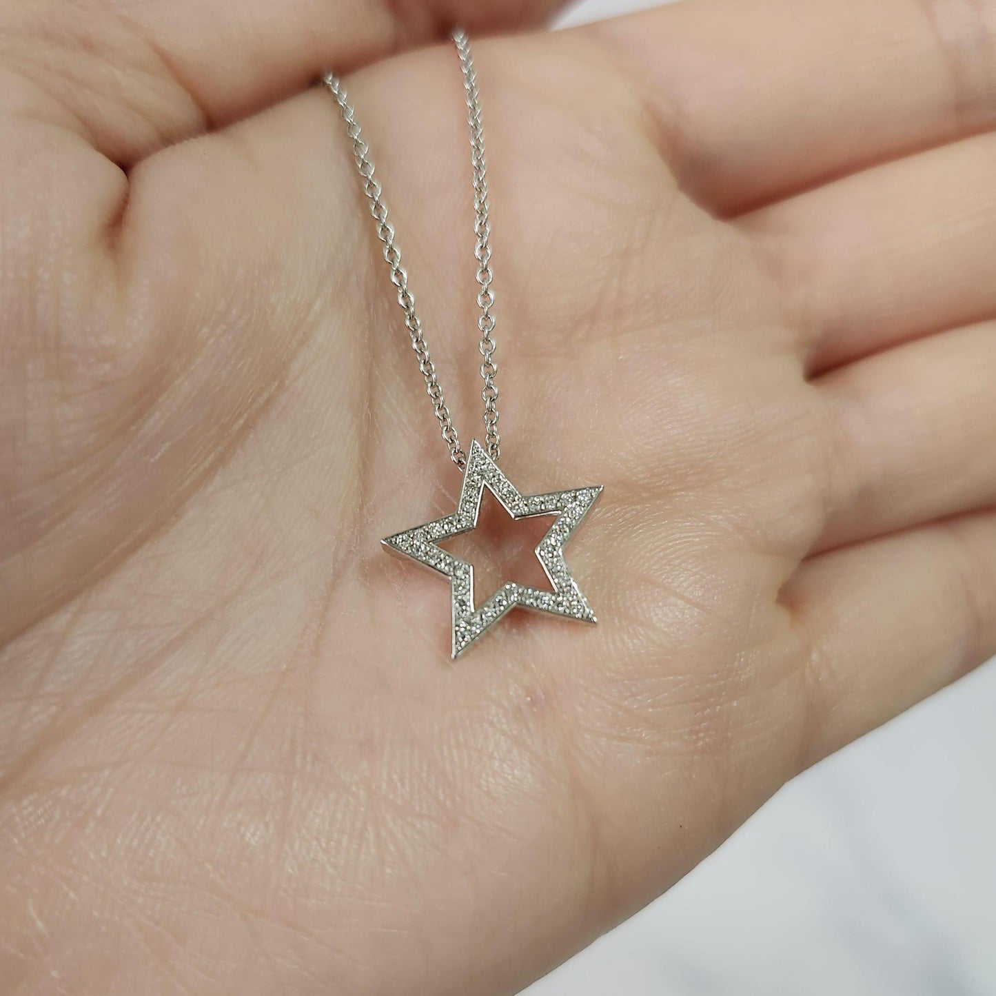 14K Gold Star Pendant Necklace: Natural Diamond, Handmade