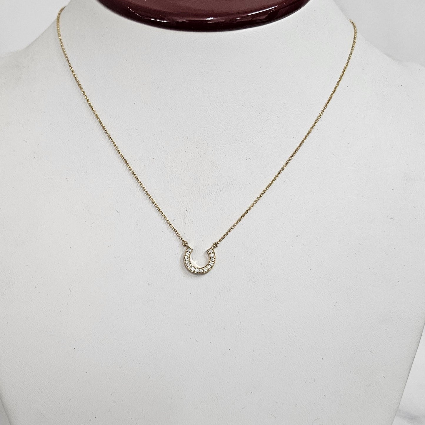 Horse Shoe Natural Diamond Pendant Necklace/ Horse Shoe Charm Necklace/14k Solid Gold Horse Shoe Pendant/Anniversary Gift