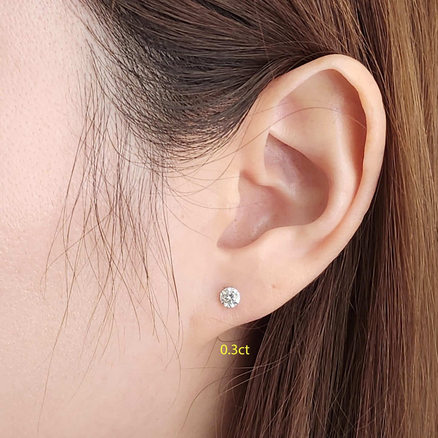 14K Gold Round Diamond Solitaire Earrings, Invisible Set (0.3-1ct)Diamond Stud Earring - Anniversary gift
