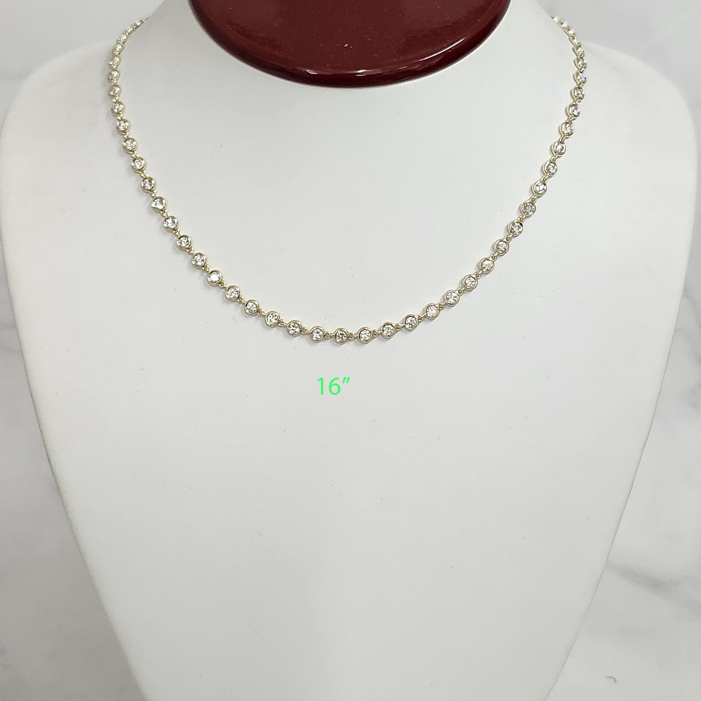 Full Round Natural Diamond Bezel Tennis Necklace / Diamond 4.1mm Bezel setting Tennis Necklace / Diamond  Necklace / Anniversary gift