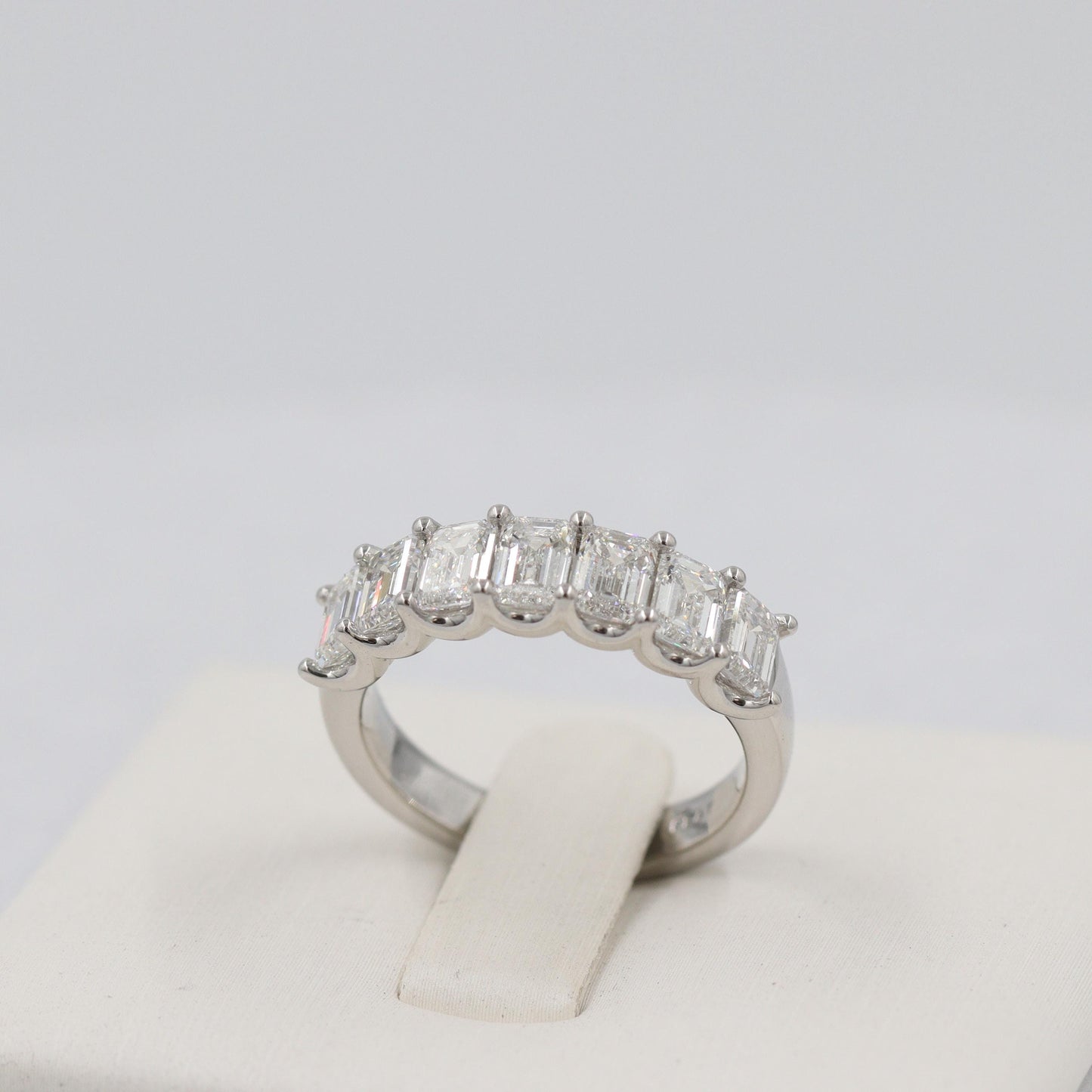 GIA Certified 2.4ct Emerald Cut Diamond 14K Gold Eternity Ring
