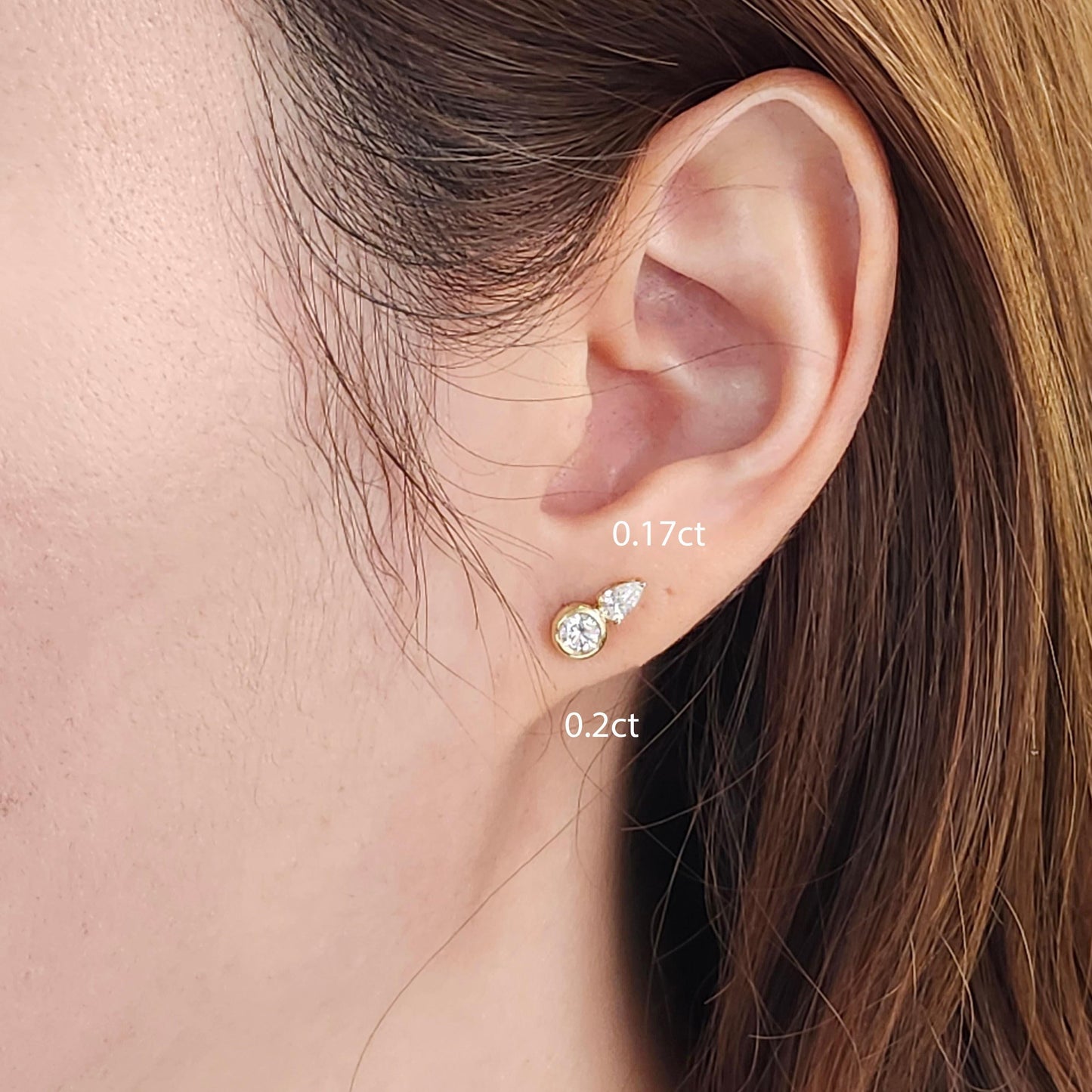 14K Gold Pear Diamond Earring Jacket: Handmade, 0.17-0.25ct Jacket earring only / Anniversary gift