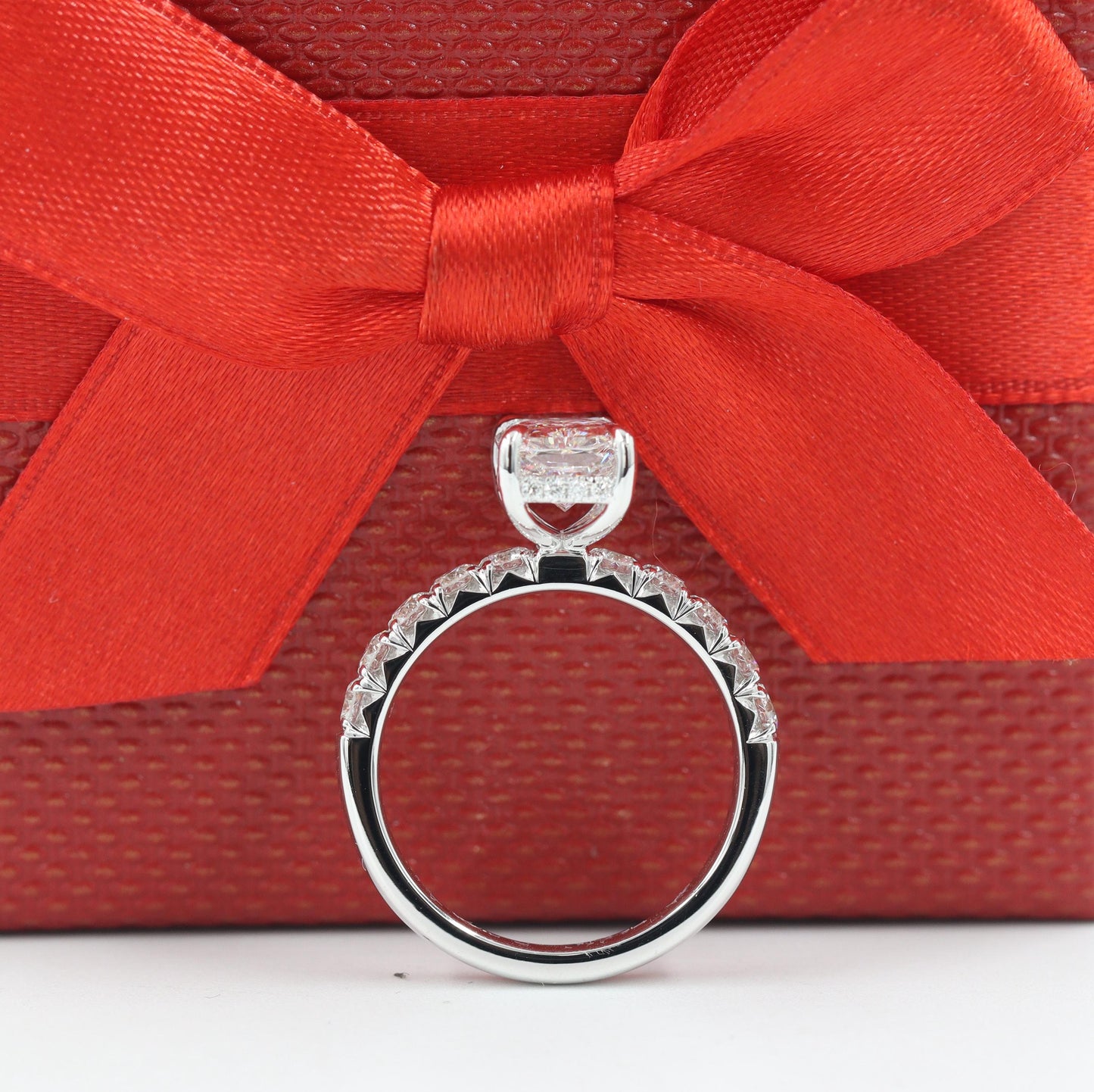 2ct Radiant Cut Diamond Engagement Ring: French Pave Platinum or Gold Diamond Ring - Anniversary Ring