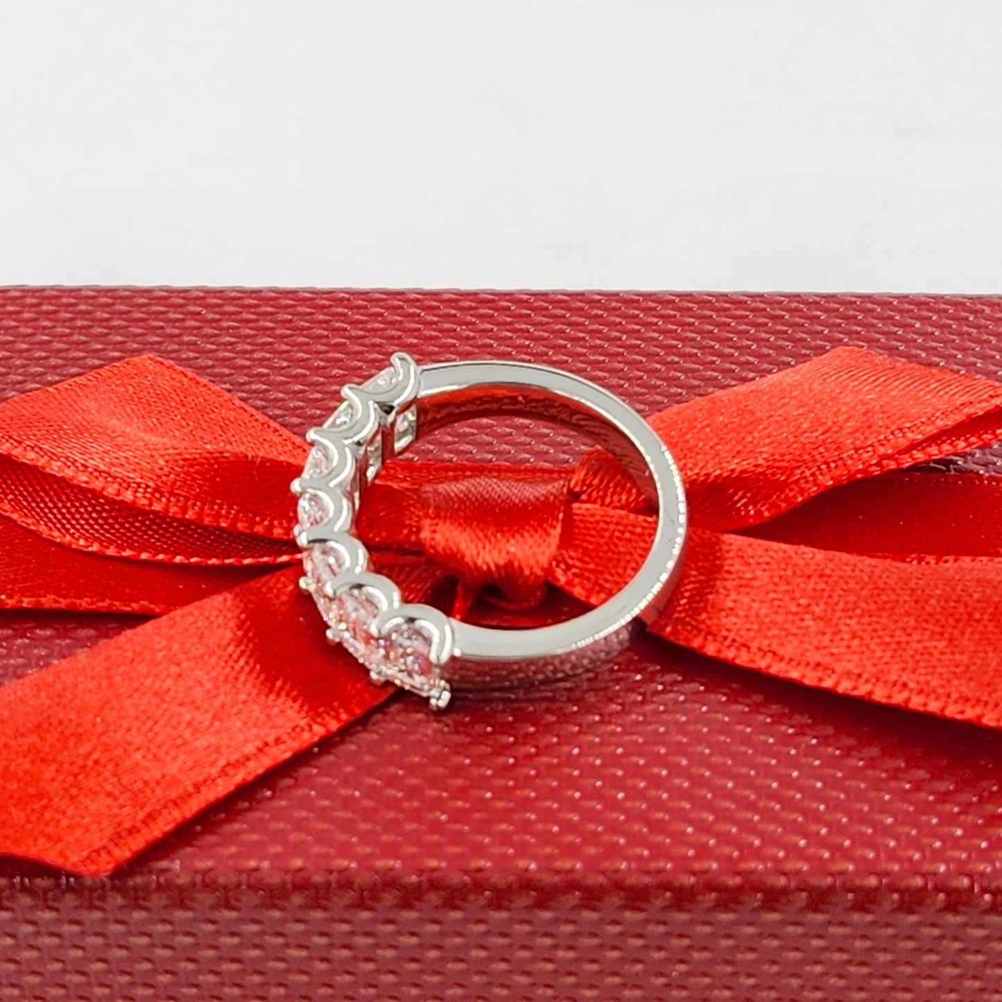 GIA Certified 2.4ct Emerald Cut Diamond 14K Gold Eternity Ring