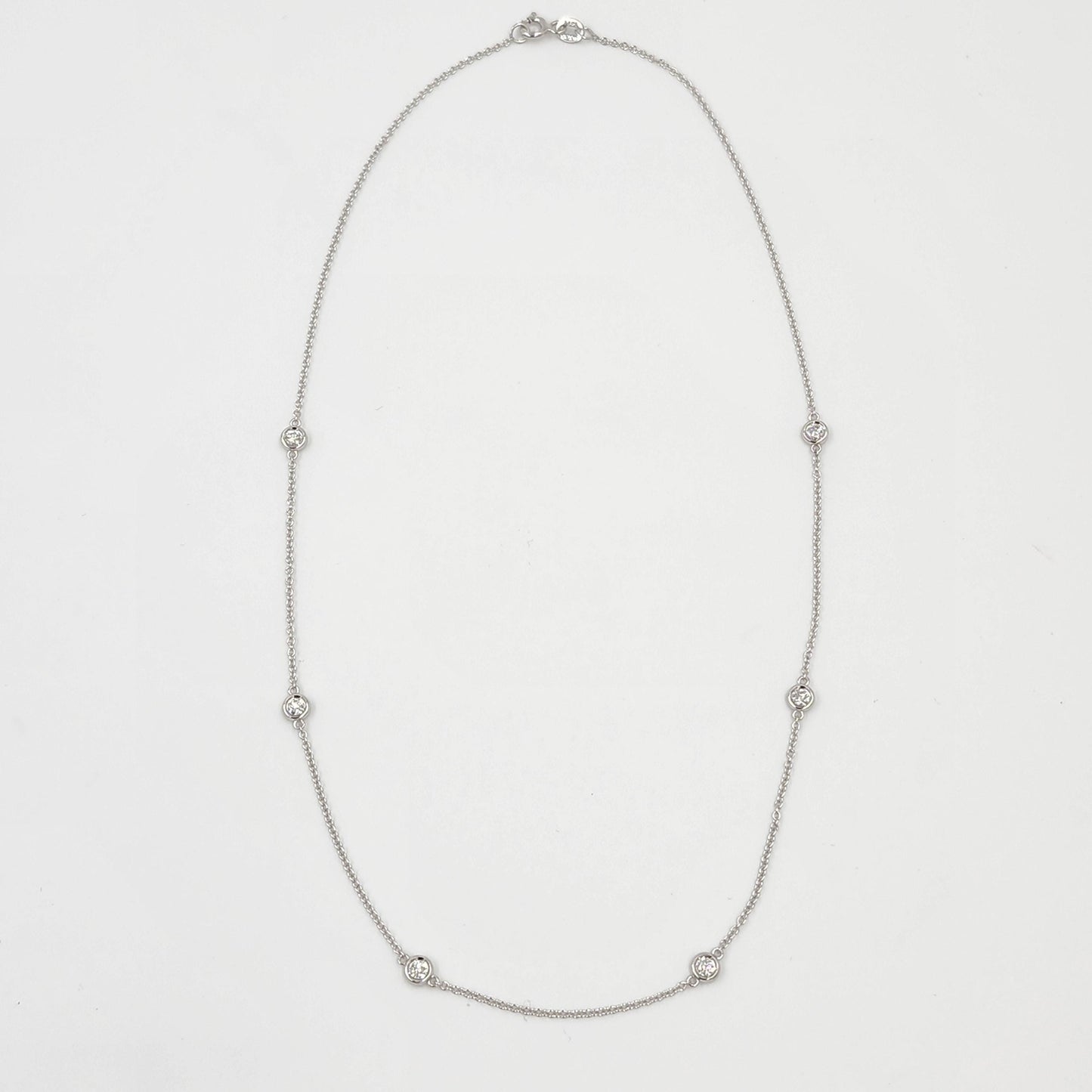 Six Natural Diamonds Bezel By The Yard Necklace/14K gold  0.18ctw~0.42ctw Diamond Necklace/Diamond Wedding Necklace/Anniversary Gift