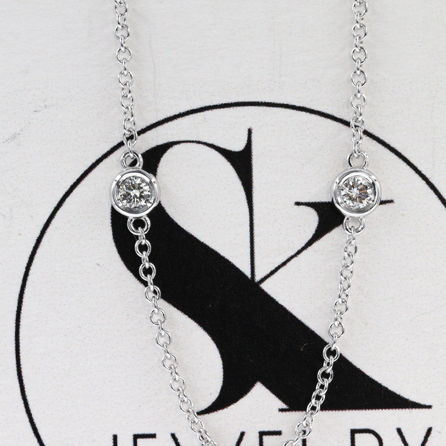 Six Natural Diamonds Bezel By The Yard Necklace/14K gold  0.18ctw~0.42ctw Diamond Necklace/Diamond Wedding Necklace/Anniversary Gift
