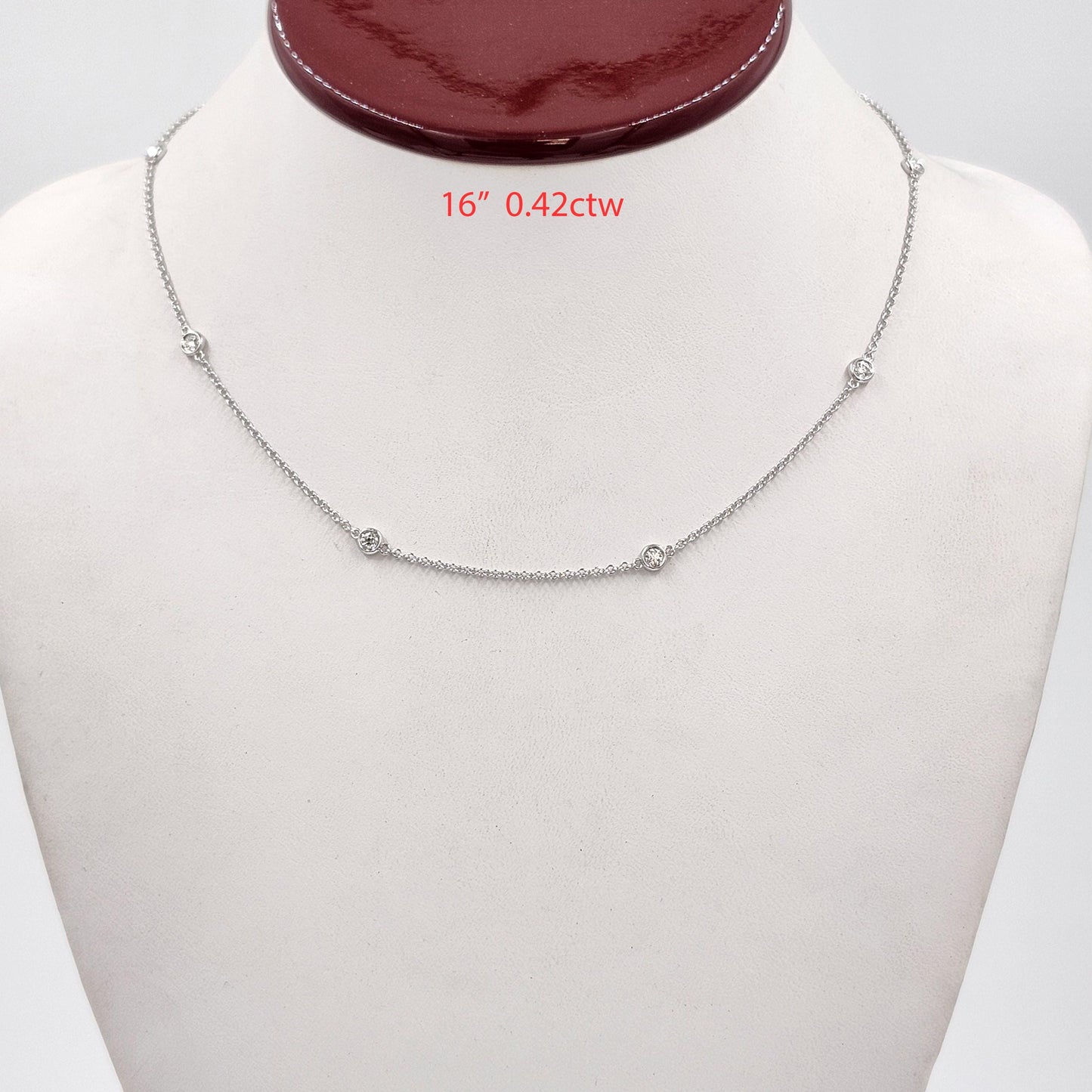 Six Natural Diamonds Small Bezel By The Yard Necklace/14K gold 0.12ctw Diamond Necklace/Diamond Wedding Necklace/Anniversary Gift