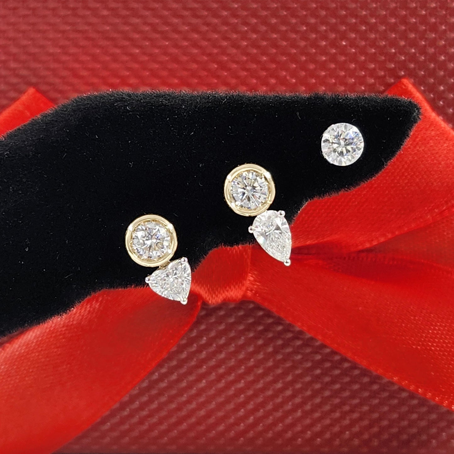 14K Gold Heart Diamond Earring Jacket: Handmade, 0.25ct Jacket earring only / Anniversary gift