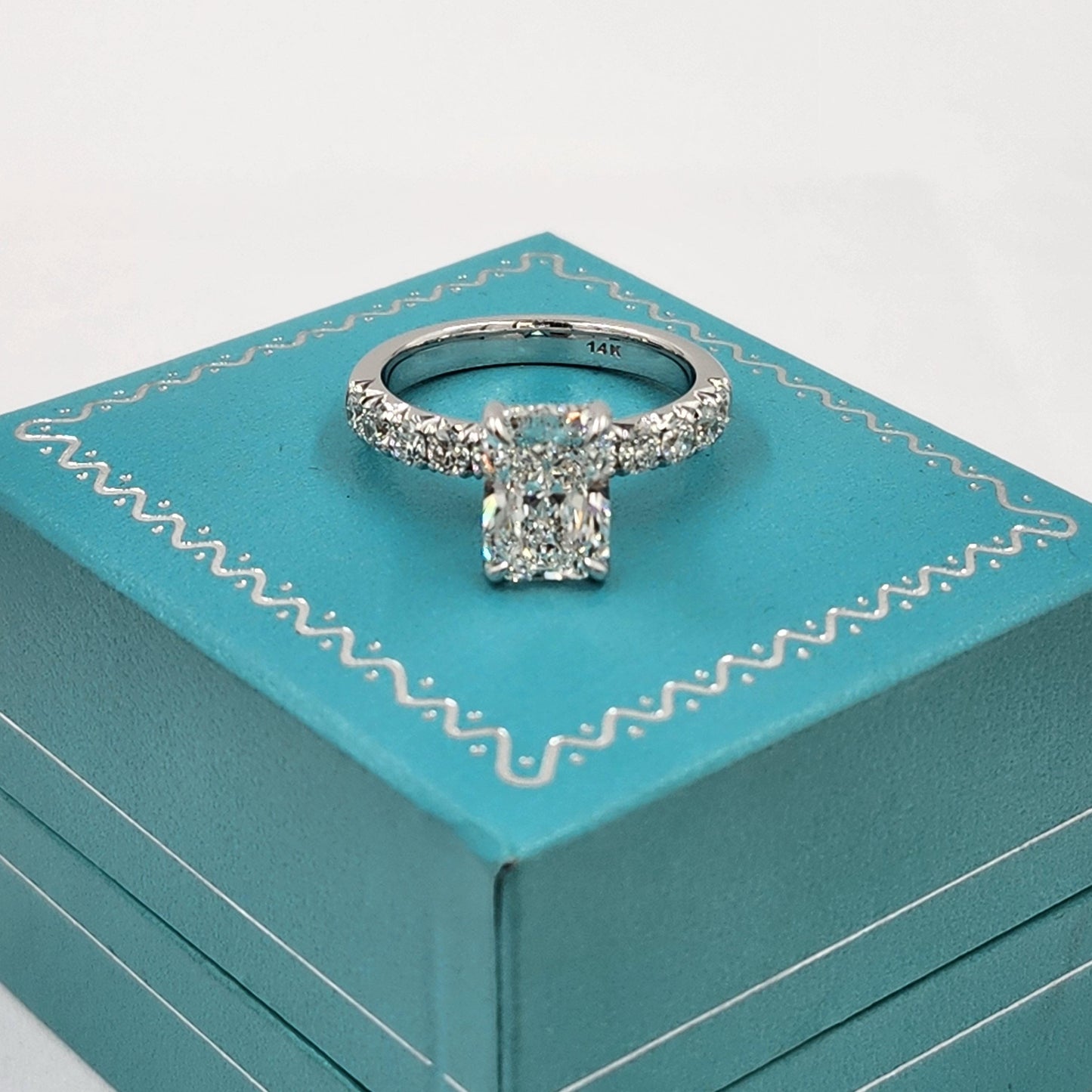 2ct Radiant Cut Diamond Engagement Ring: French Pave Platinum or Gold Diamond Ring - Anniversary Ring