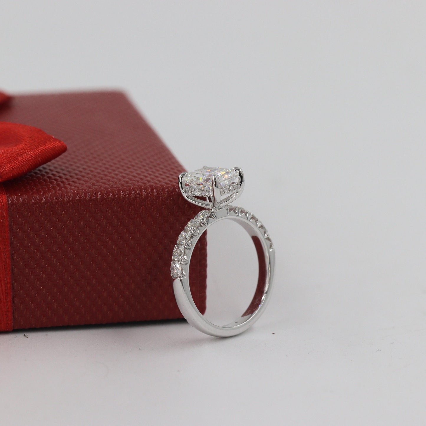 2ct Radiant Cut Diamond Engagement Ring: French Pave Platinum or Gold Diamond Ring - Anniversary Ring
